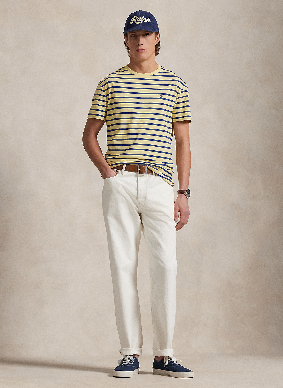 Tee-shirt col rond à rayures POLO RALPH LAUREN Jaune