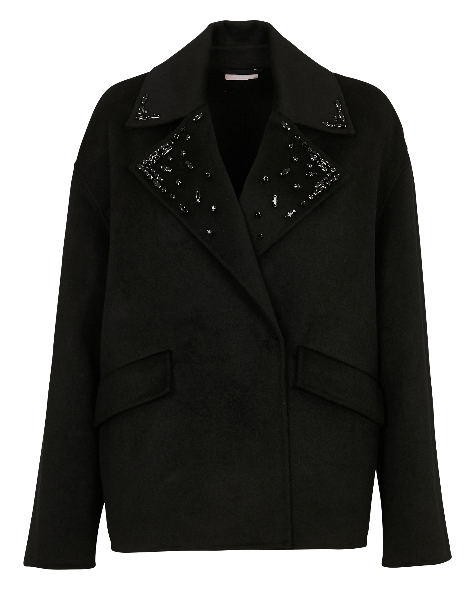 Manteau col tailleur en laine mélangée LIU JO Noir