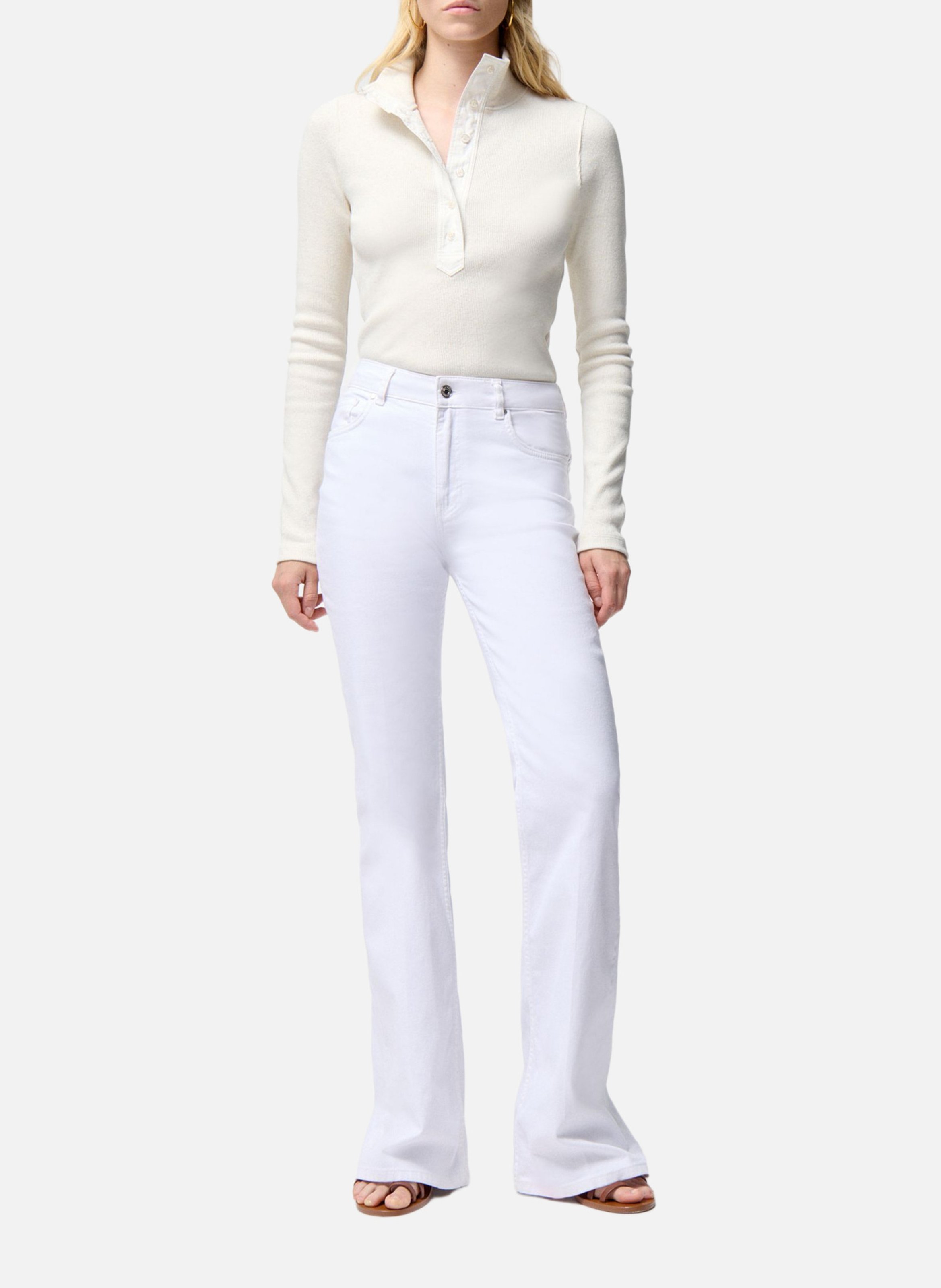 Fitted high-neck top in blended recycled cotton VANESSA BRUNO Beige