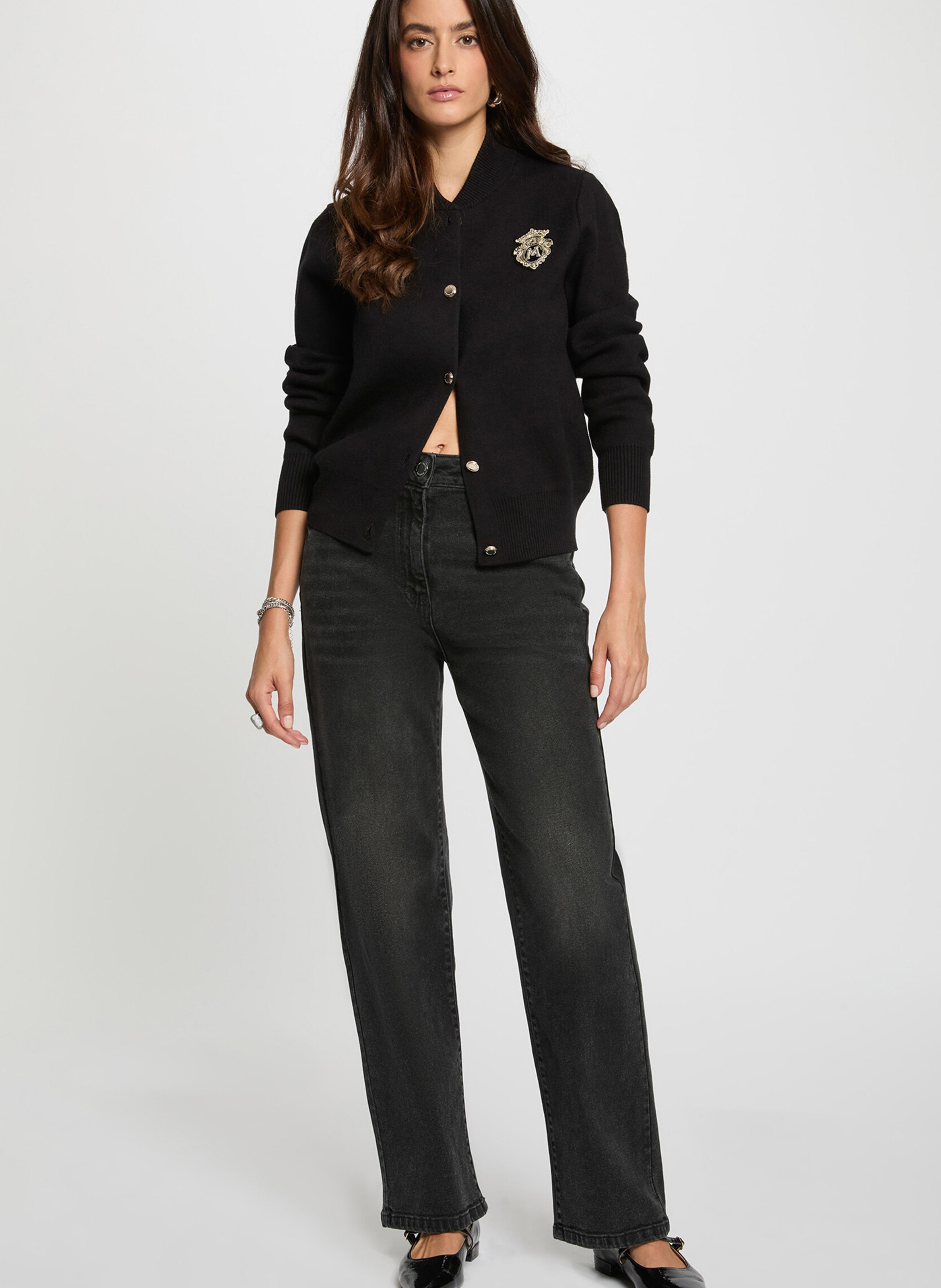 Teddy collar vest MORGAN Black