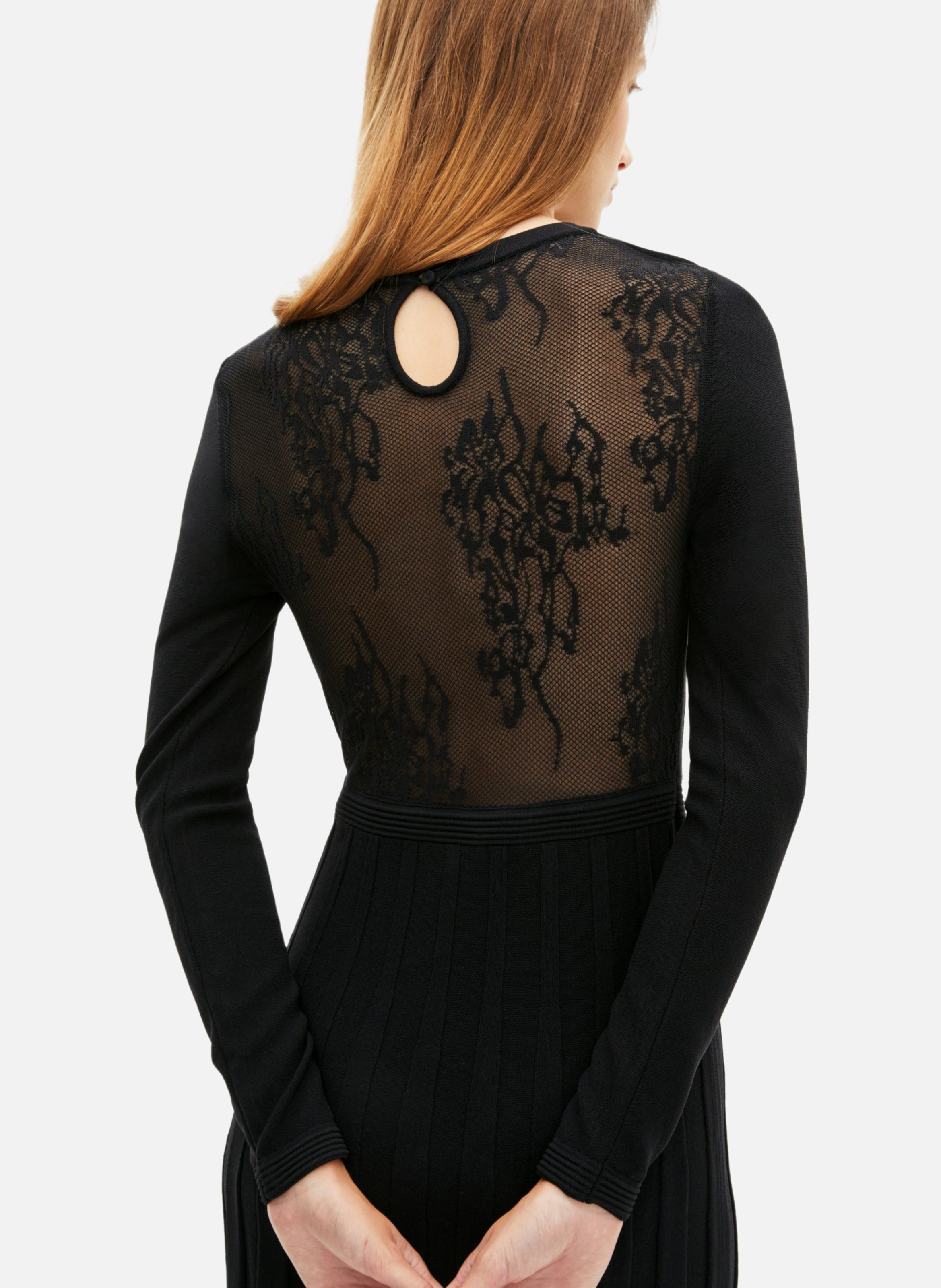 Long knitted dress with lace THE KOOPLES Black