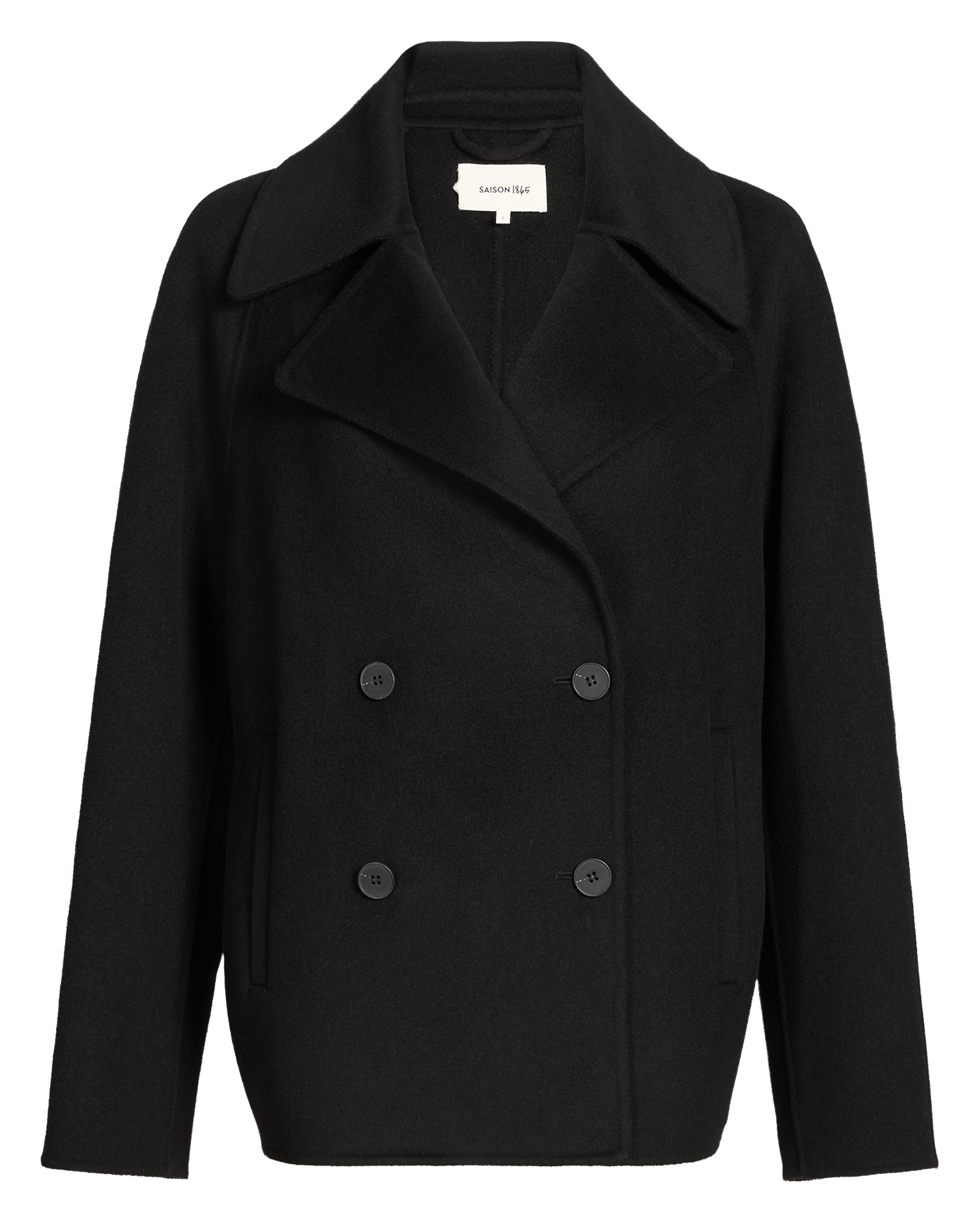 Fitted wool-blend suit collar jacket SAISON 1865 Black