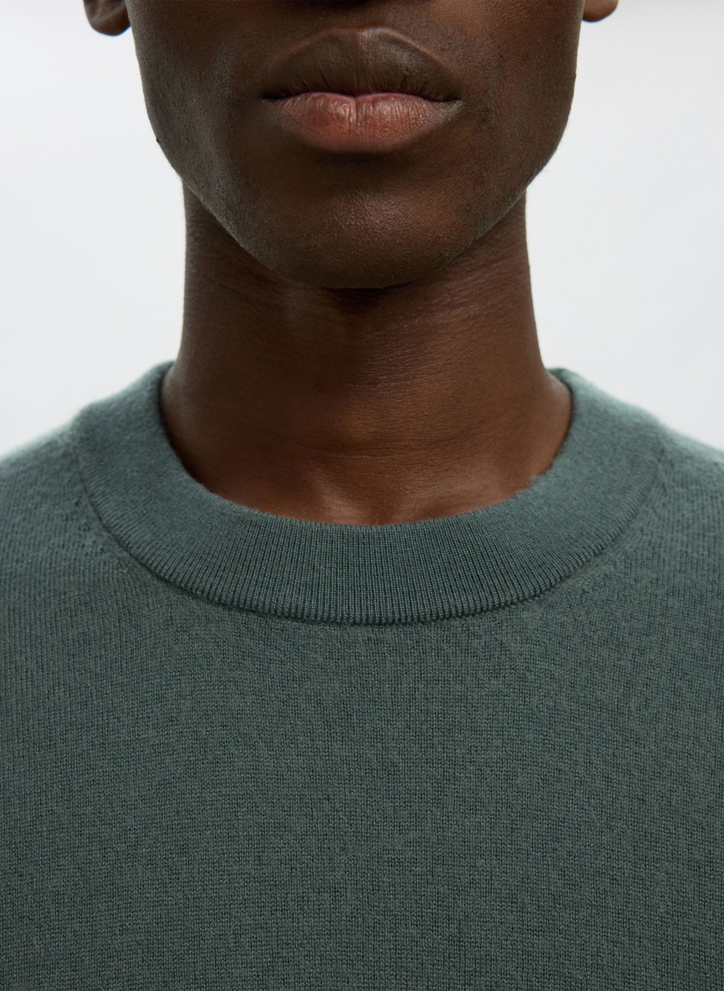 Pull slim col rond en laine SELECTED Vert