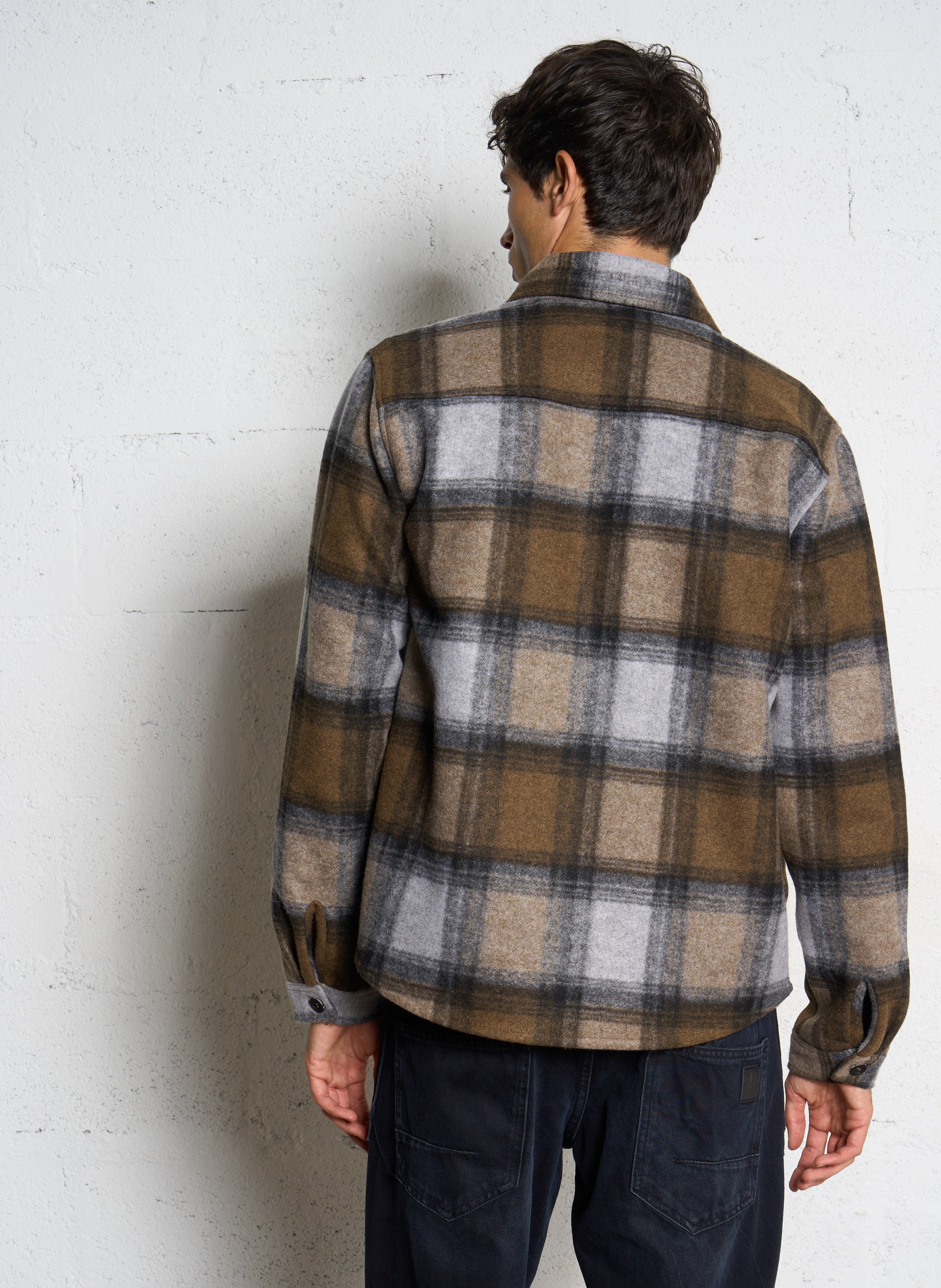 Checkered overshirt with classic collar LE TEMPS DES CERISES Grey