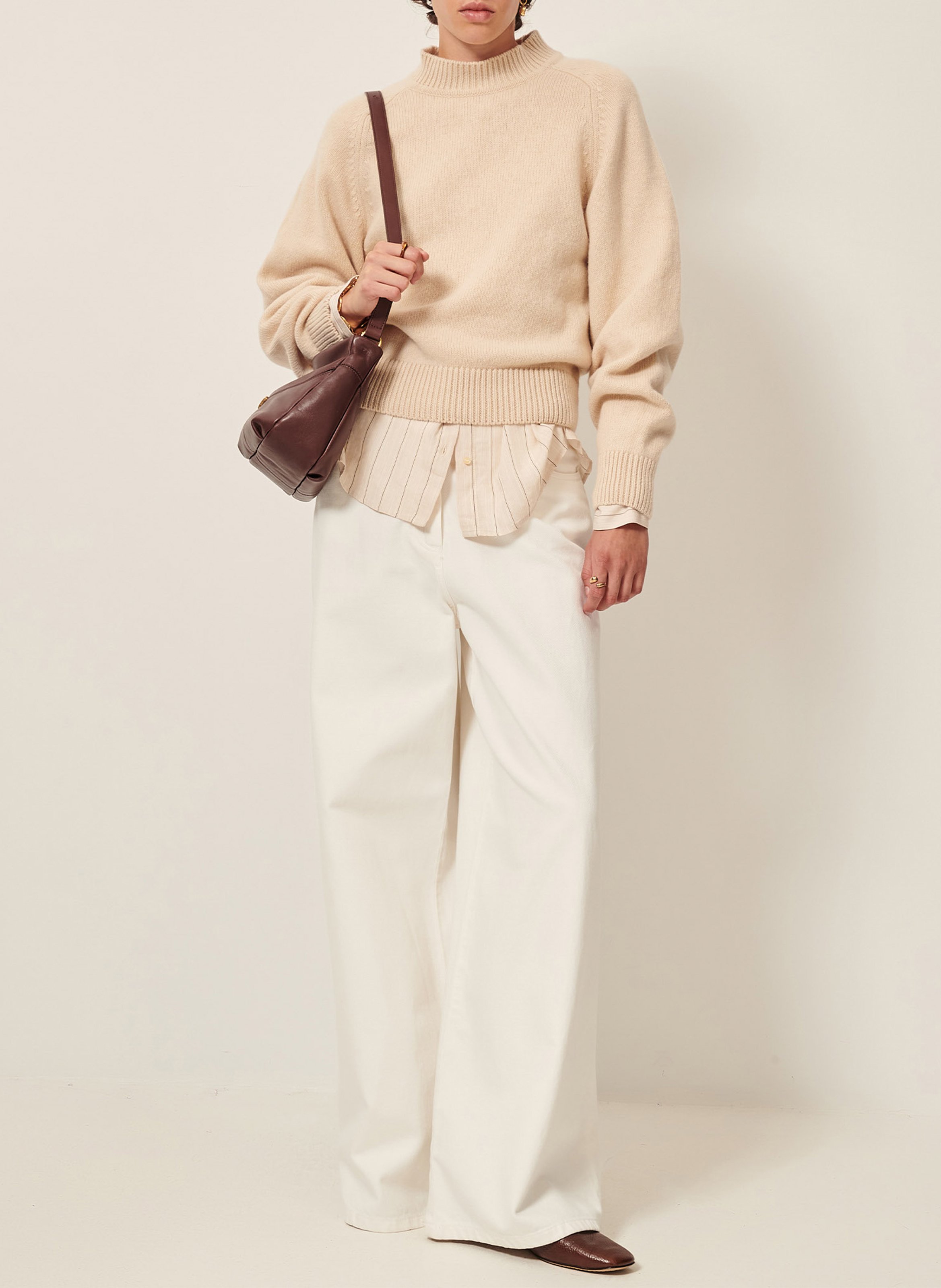 Pull droit en laine mélangée SESSUN Beige