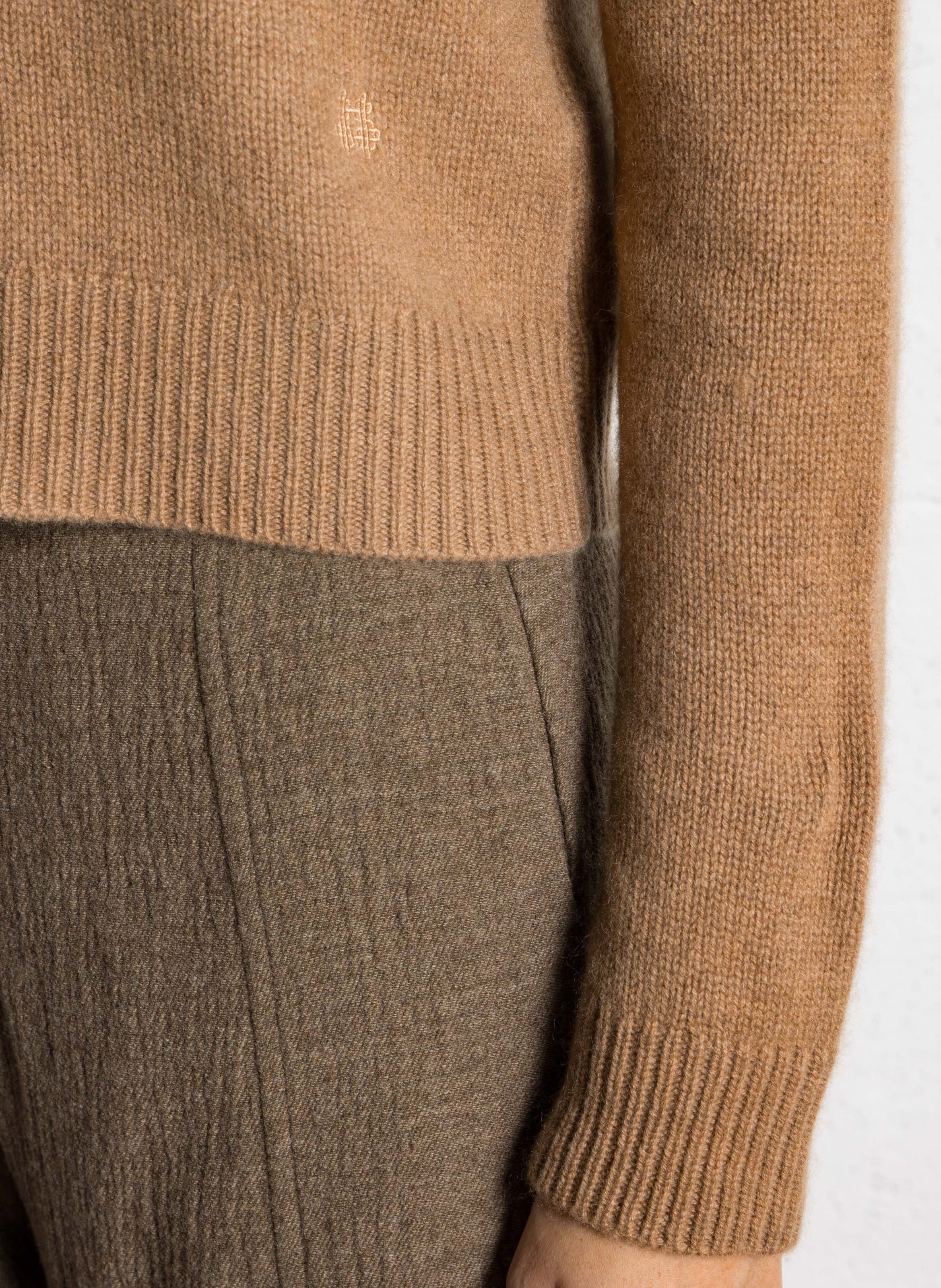 Pull droit col rond en cachemire KUJTEN Marron