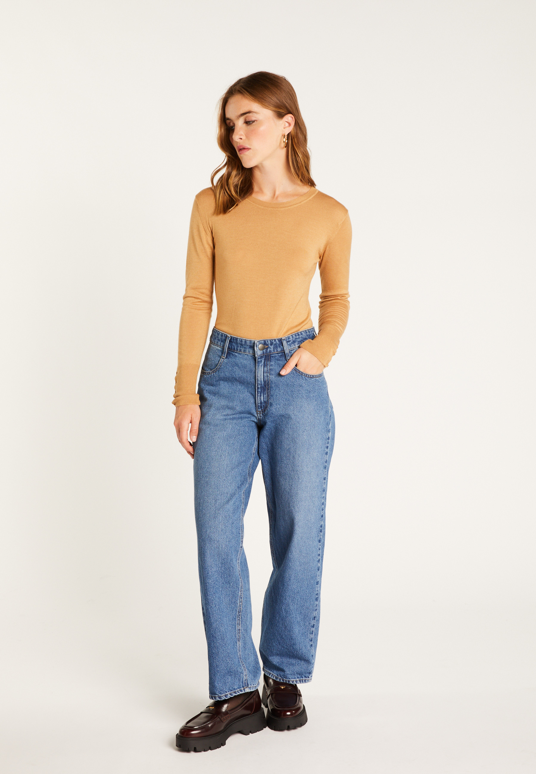 Cashmere silk T-shirt MAISON MONTAGUT Brown