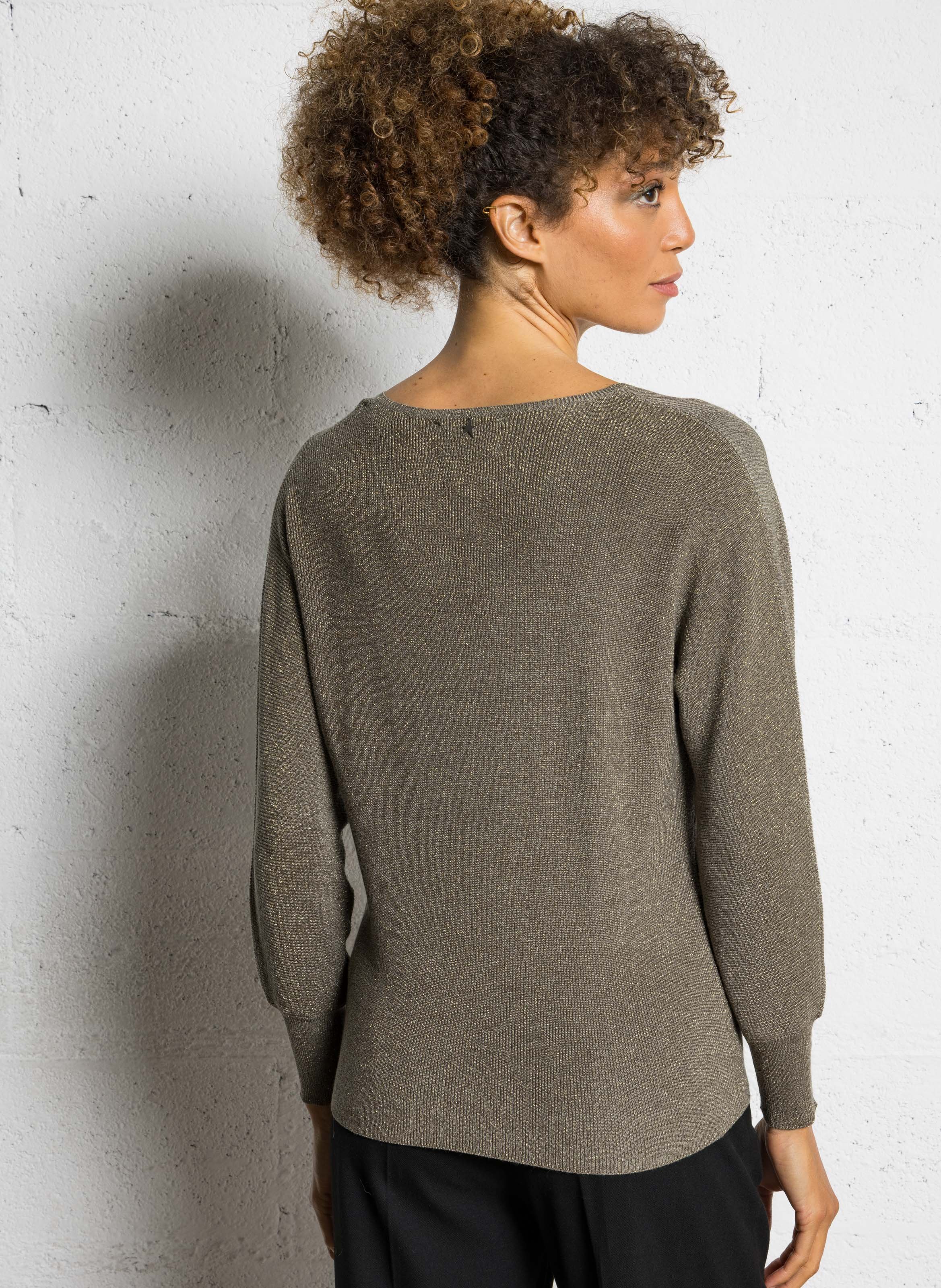 Pull ample pailleté manches chauve-souris  SUD EXPRESS Vert