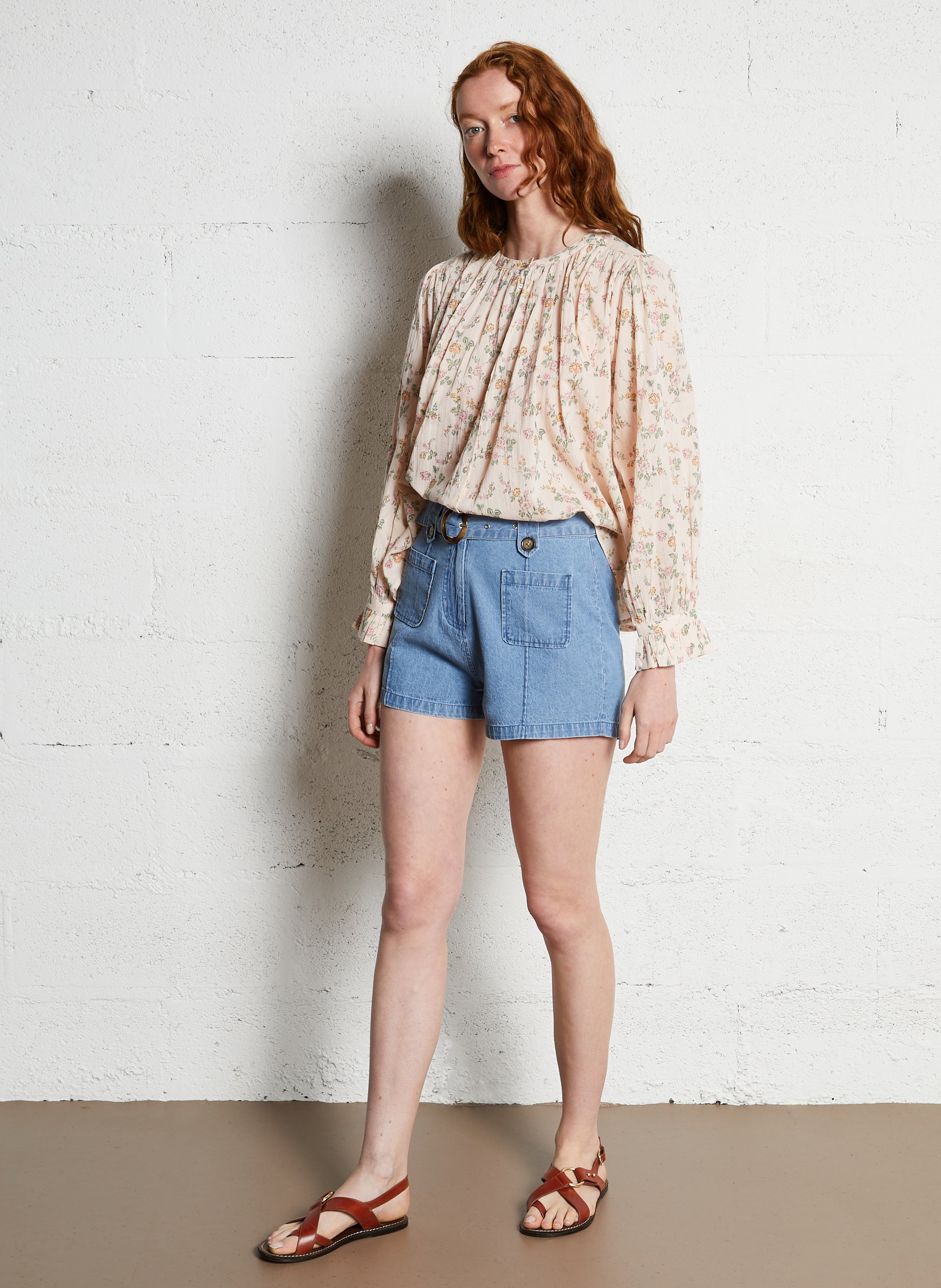 Round-neck organic cotton shirt EMILE ET IDA Red