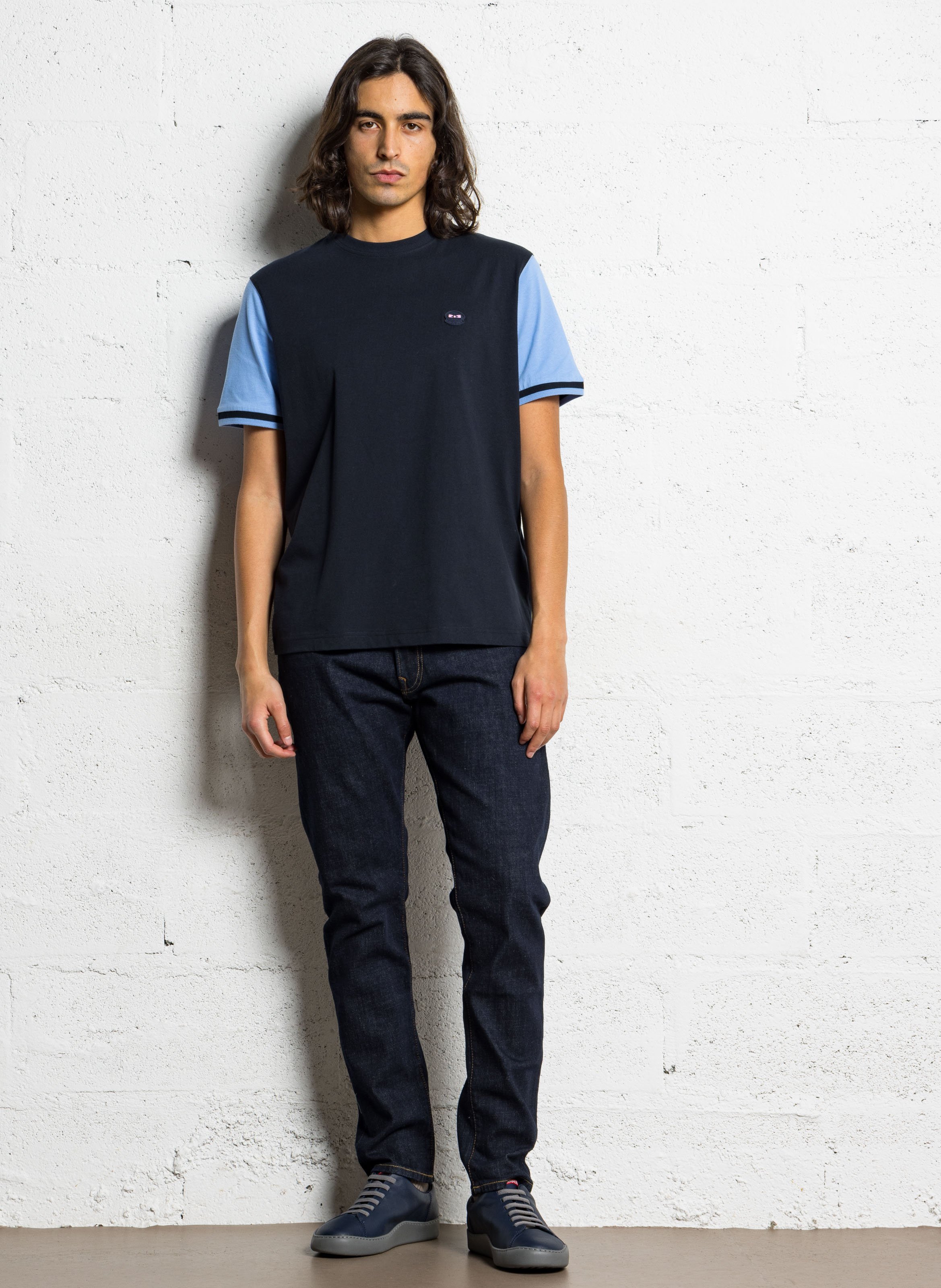 Bicolor straight cotton t-shirt EDEN PARK Pink