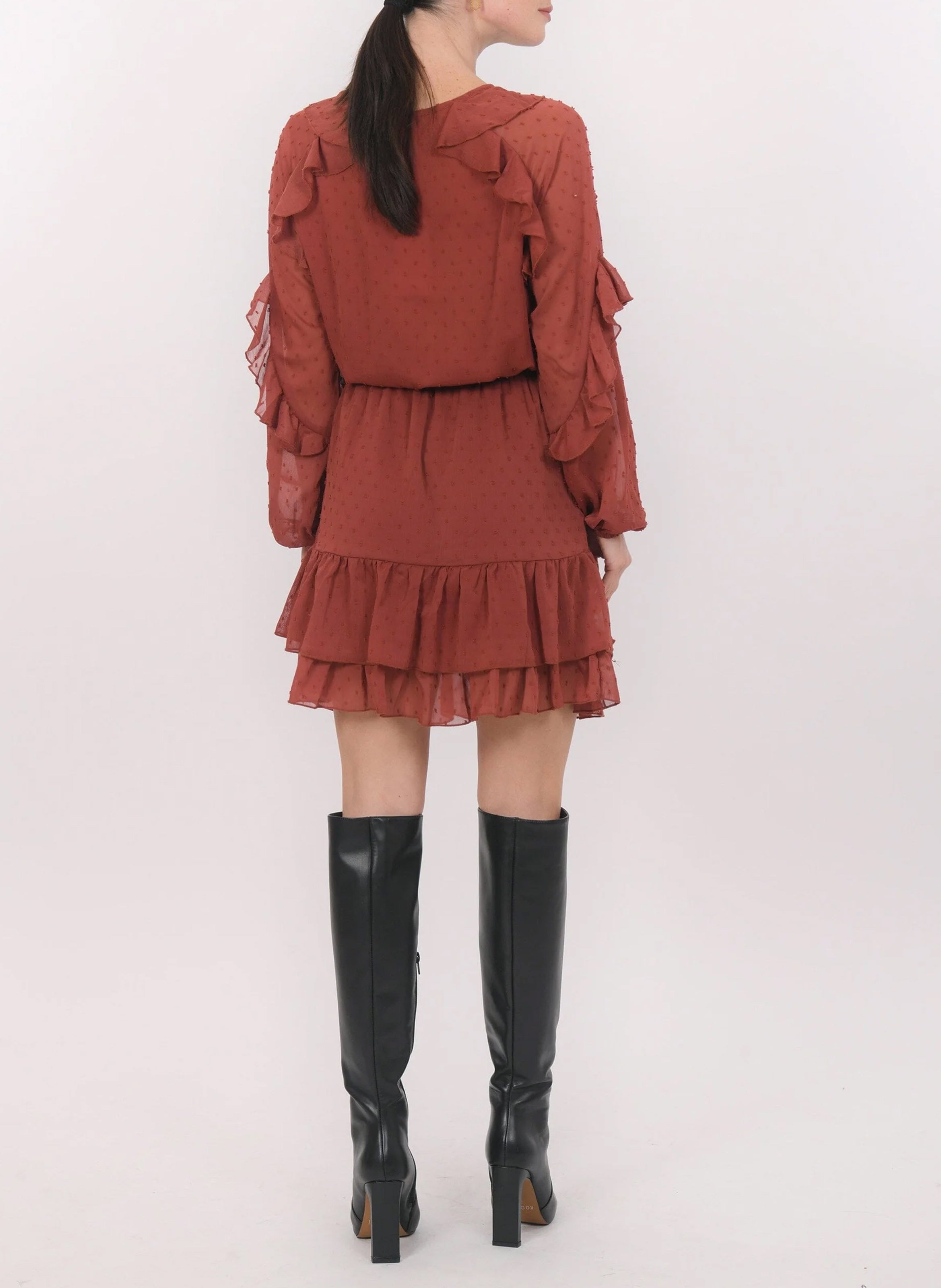 Korte jurk met ronde hals KOOKAI Rood