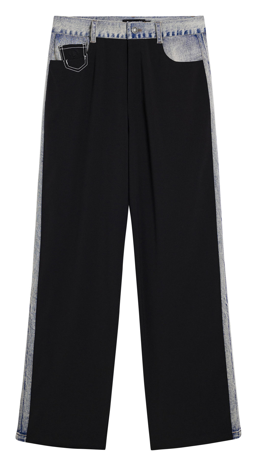 Gerade geschnittene Hose aus Material-Mix DESIGUAL Schwarz