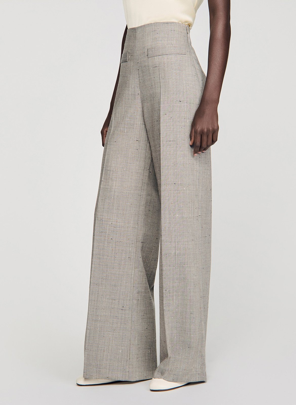 Declic wool-blend loose-fit trousers SANDRO Beige