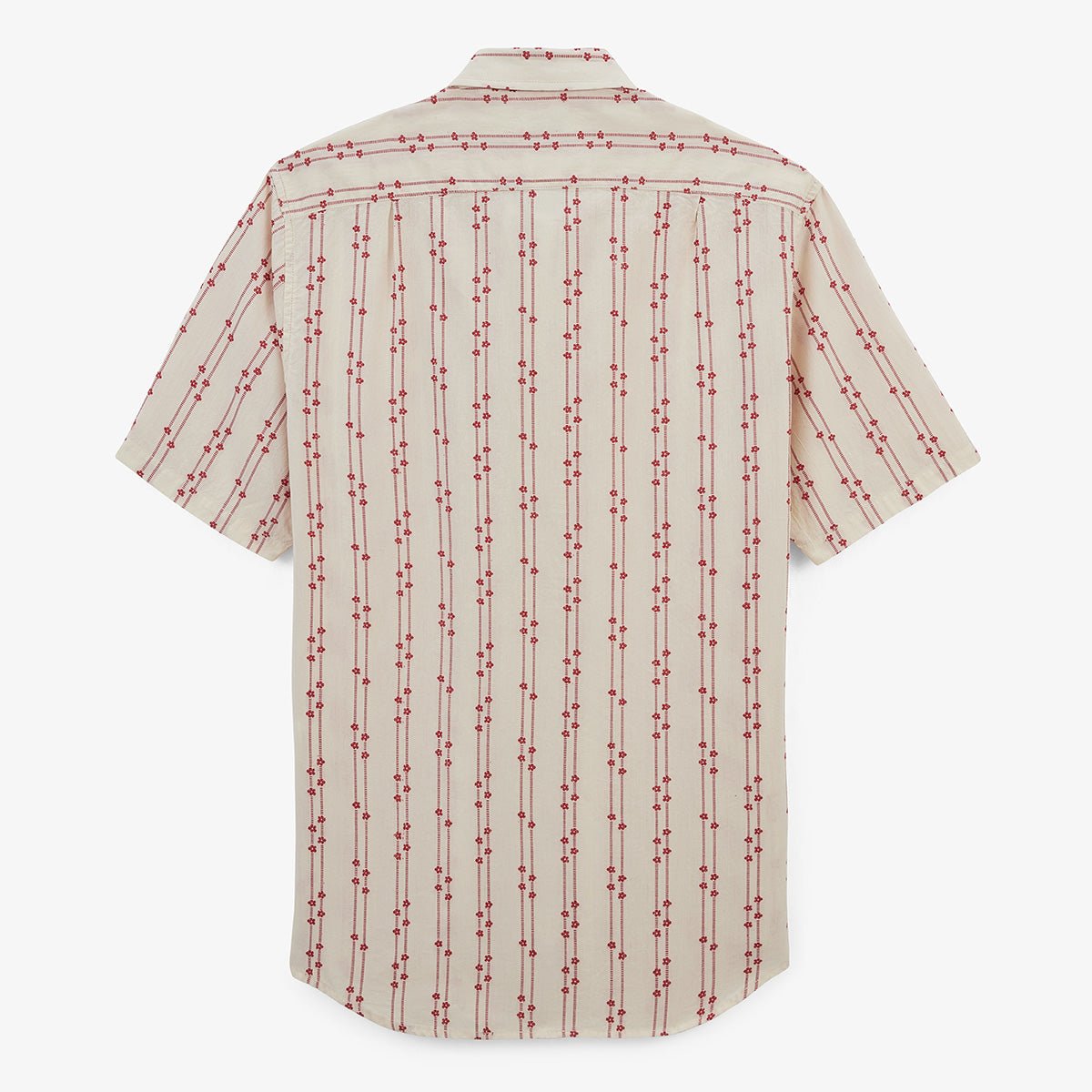 Short-sleeve Jacquard shirt with embroidered flowers in cotton SERGE BLANCO Red
