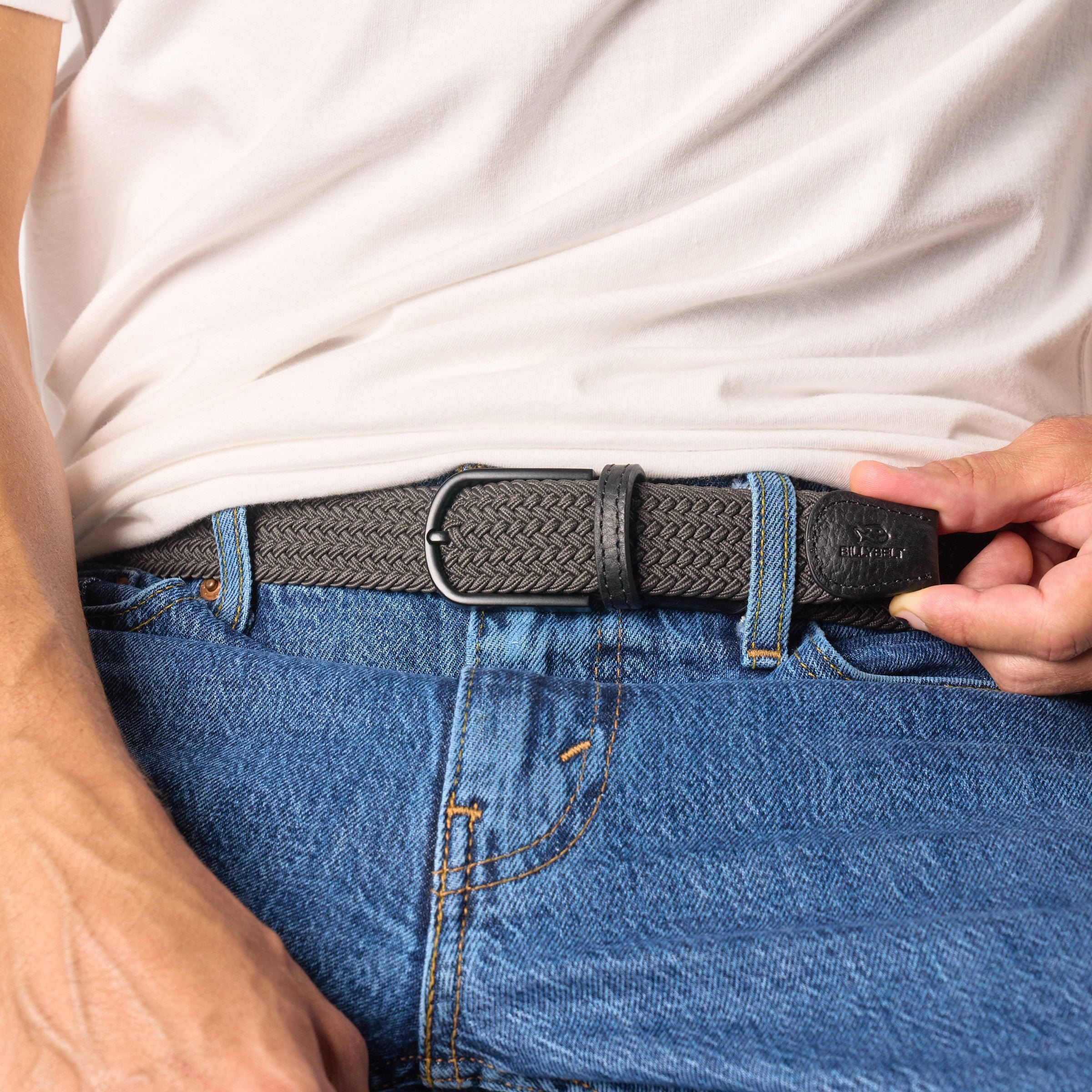 Solid Elastic Braided Belt BILLYBELT Grey