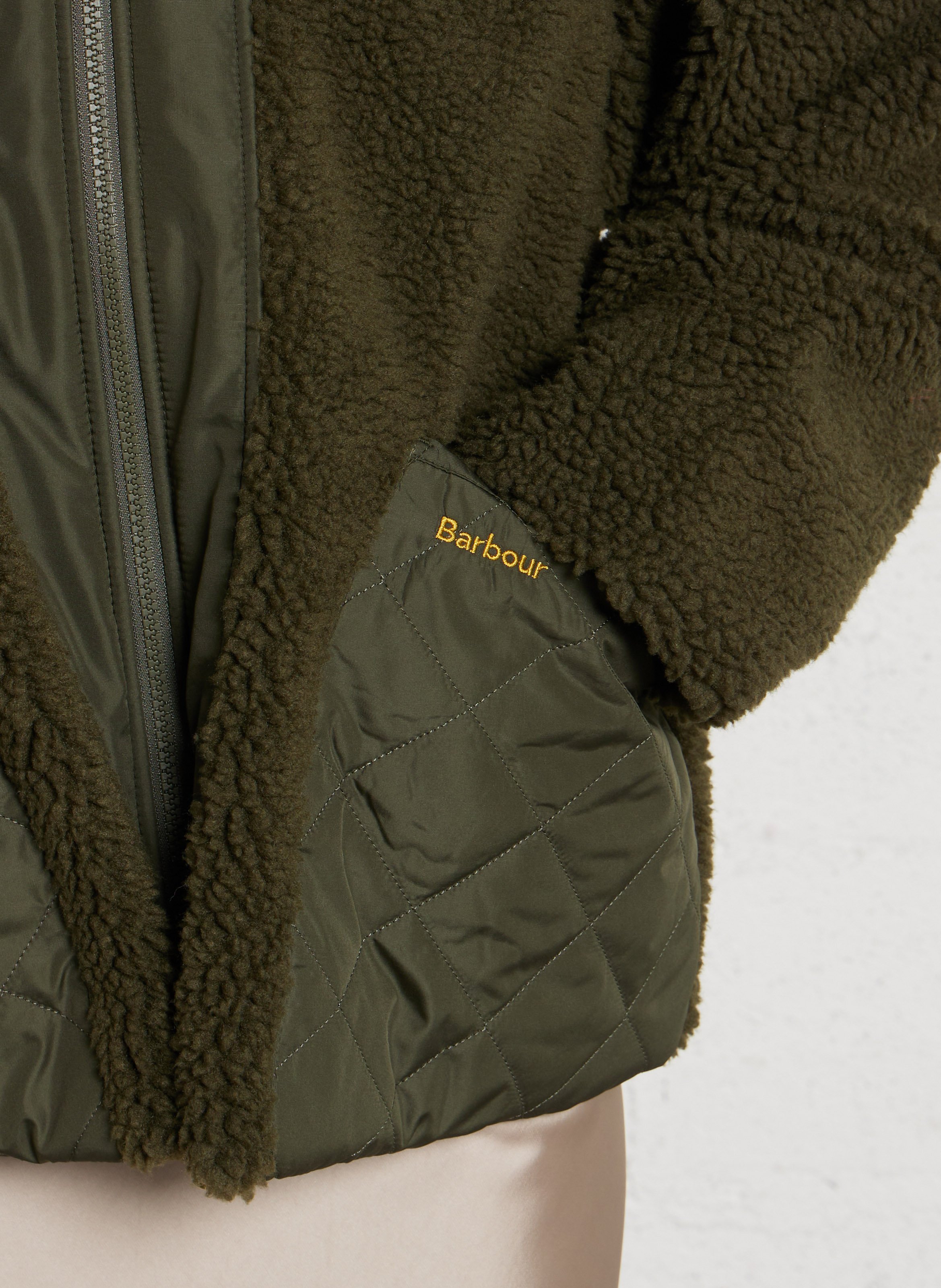 Oversized zip-up jacket faux fur BARBOUR Khaki