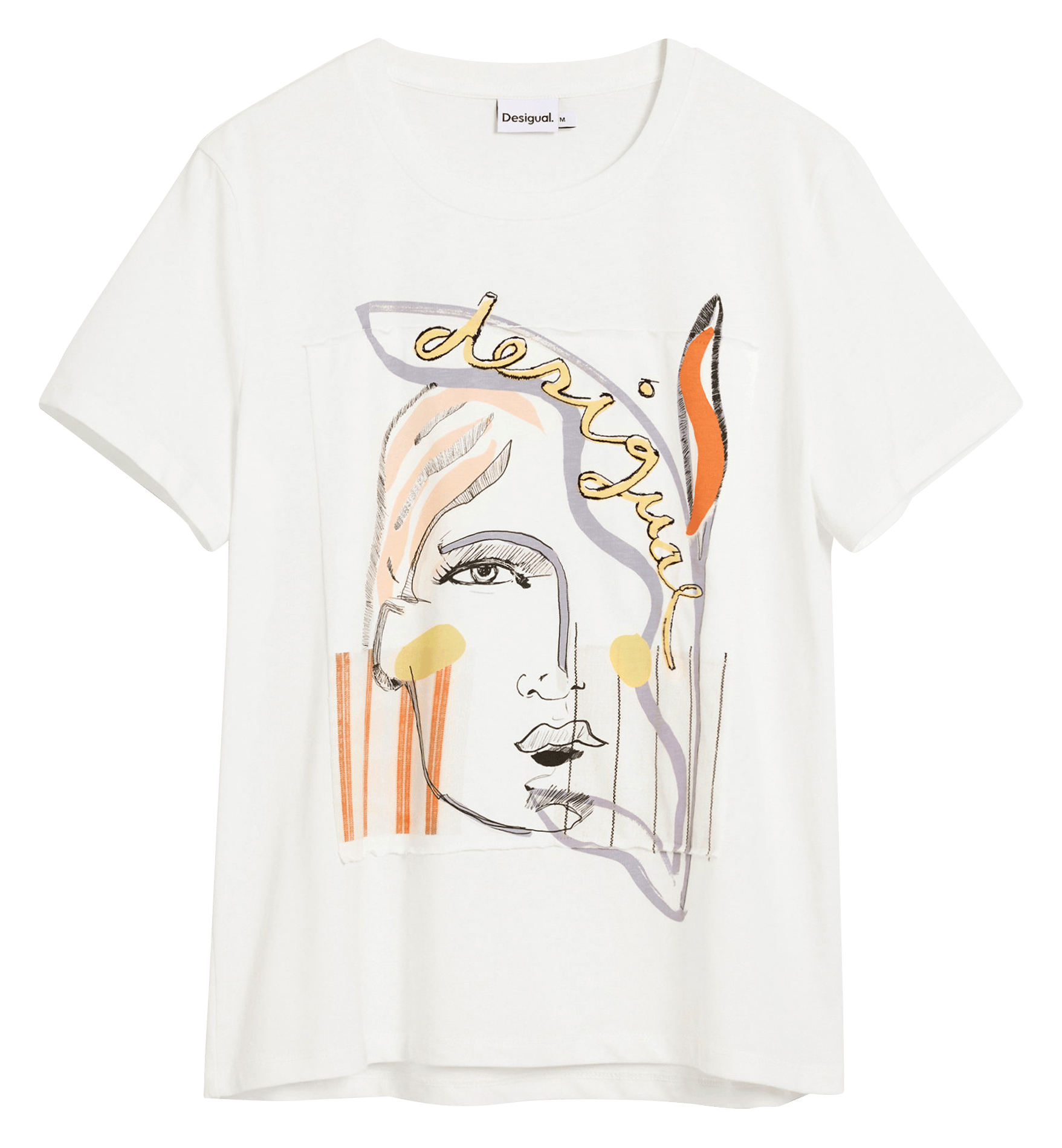 Tee-shirt col rond en cootn DESIGUAL Blanc