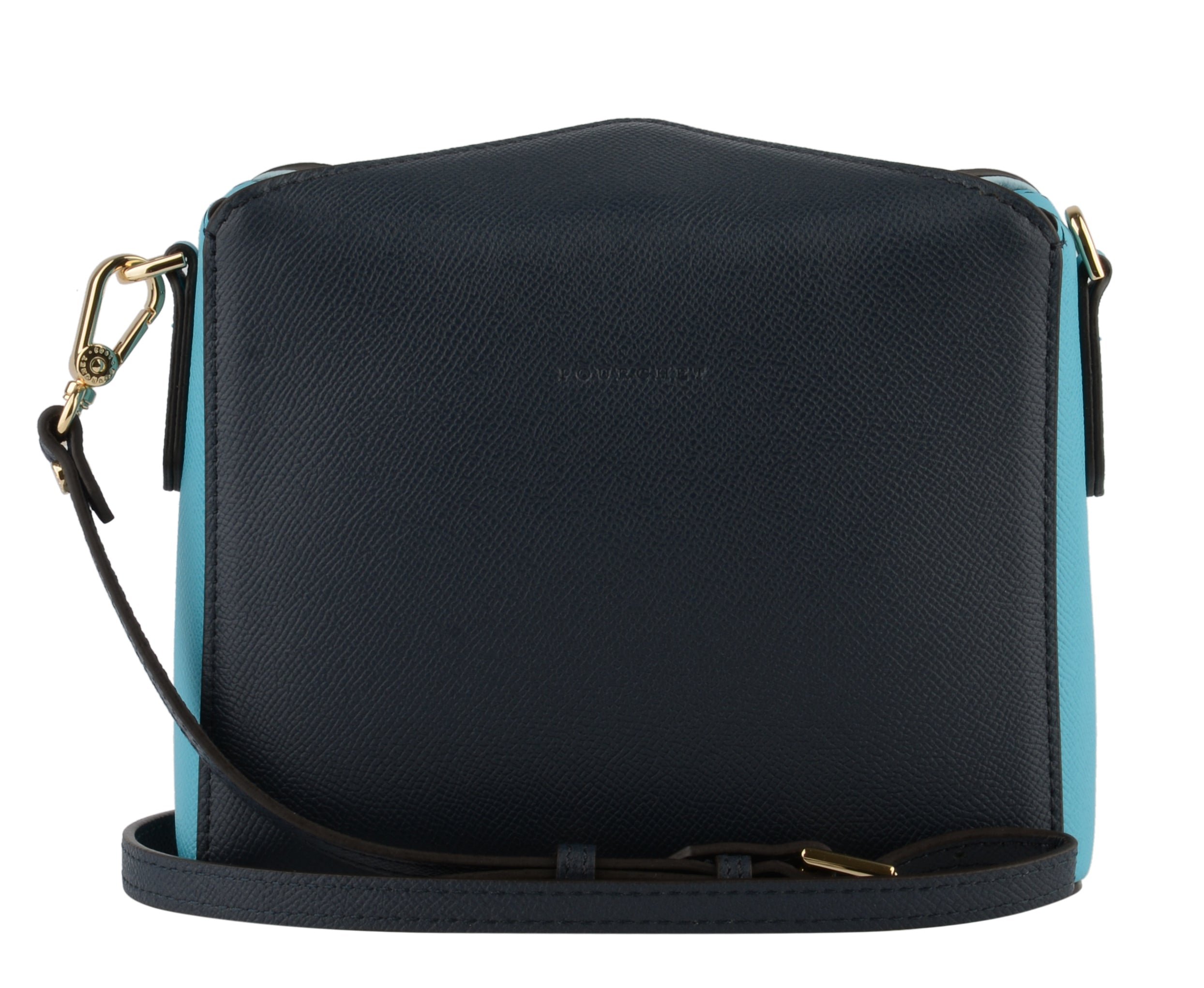 Calfskin leather shoulder bag POURCHET Blue