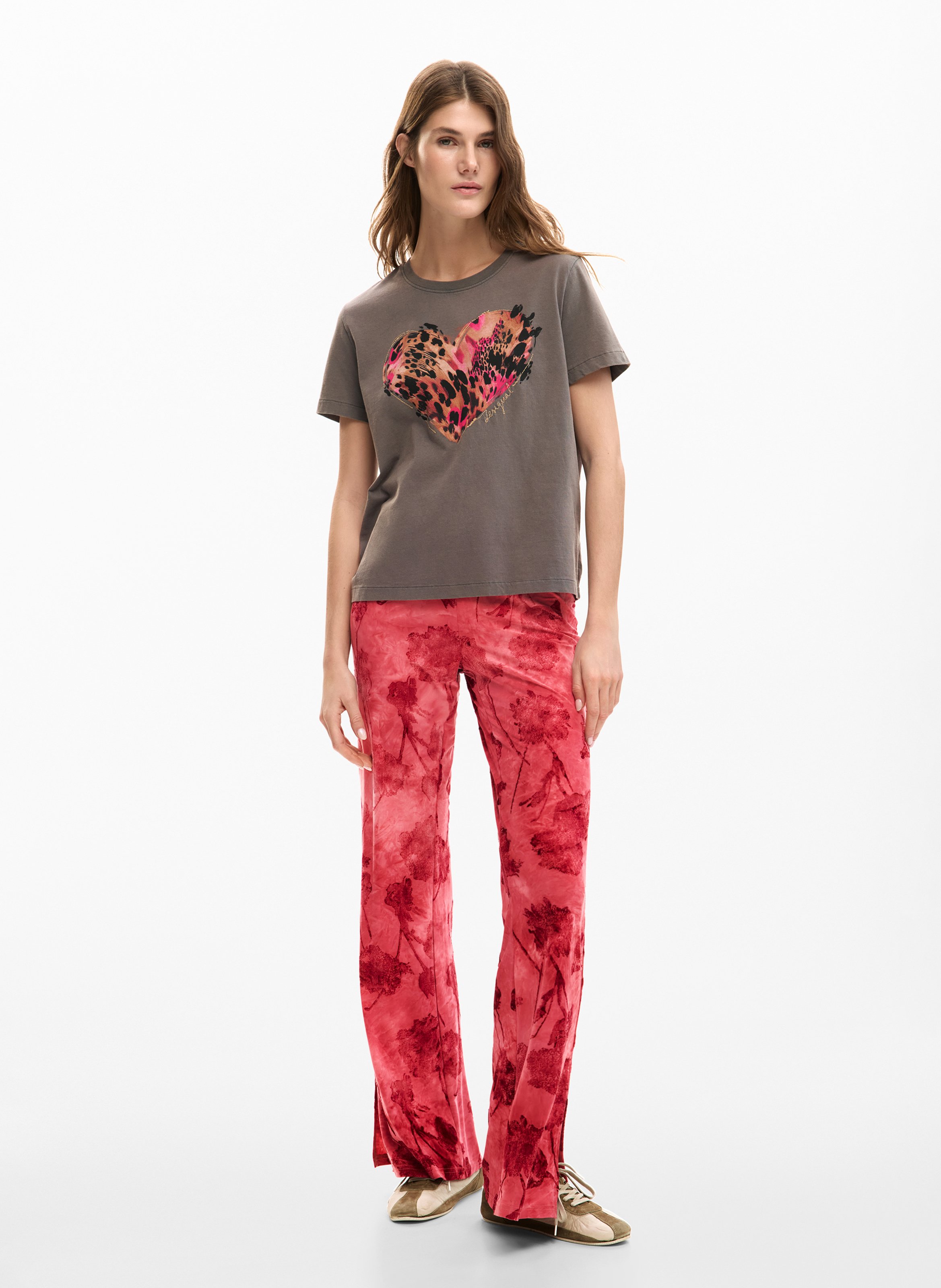 T-shirt met ronde hals van katoen DESIGUAL Zwart