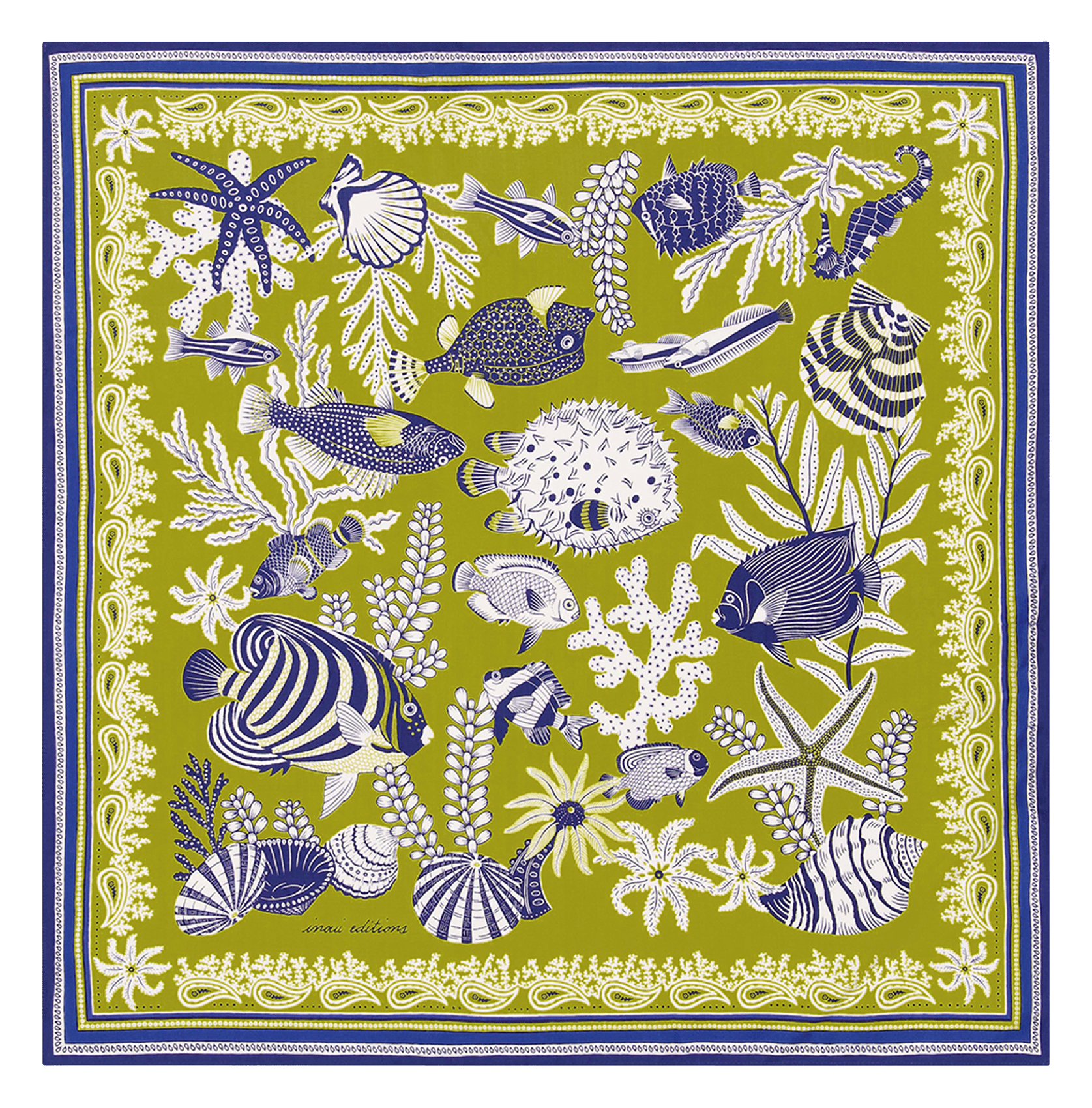 Seidentuch bedruckt mit Fischmotiven INOUI EDITIONS