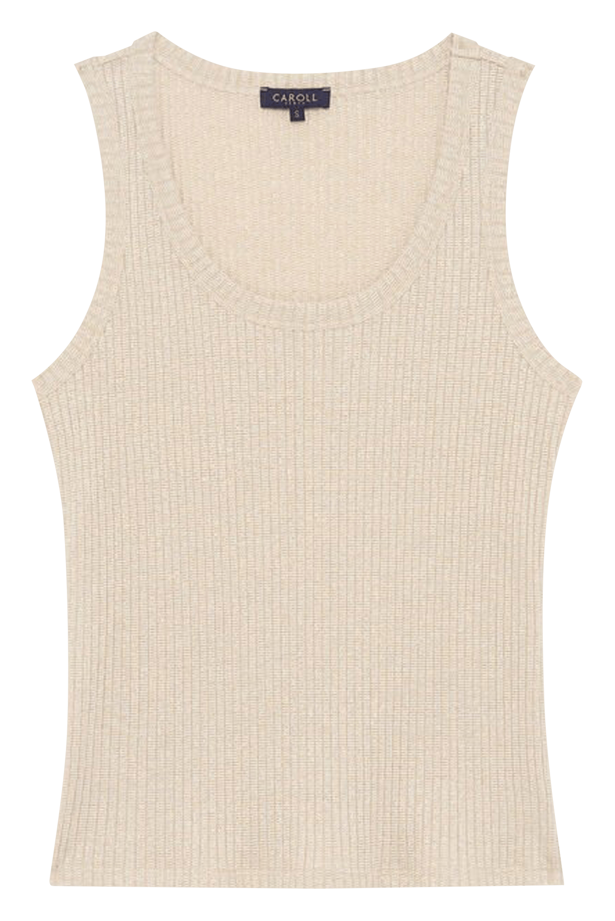 Débardeur col rond en coton mélangé CAROLL Beige