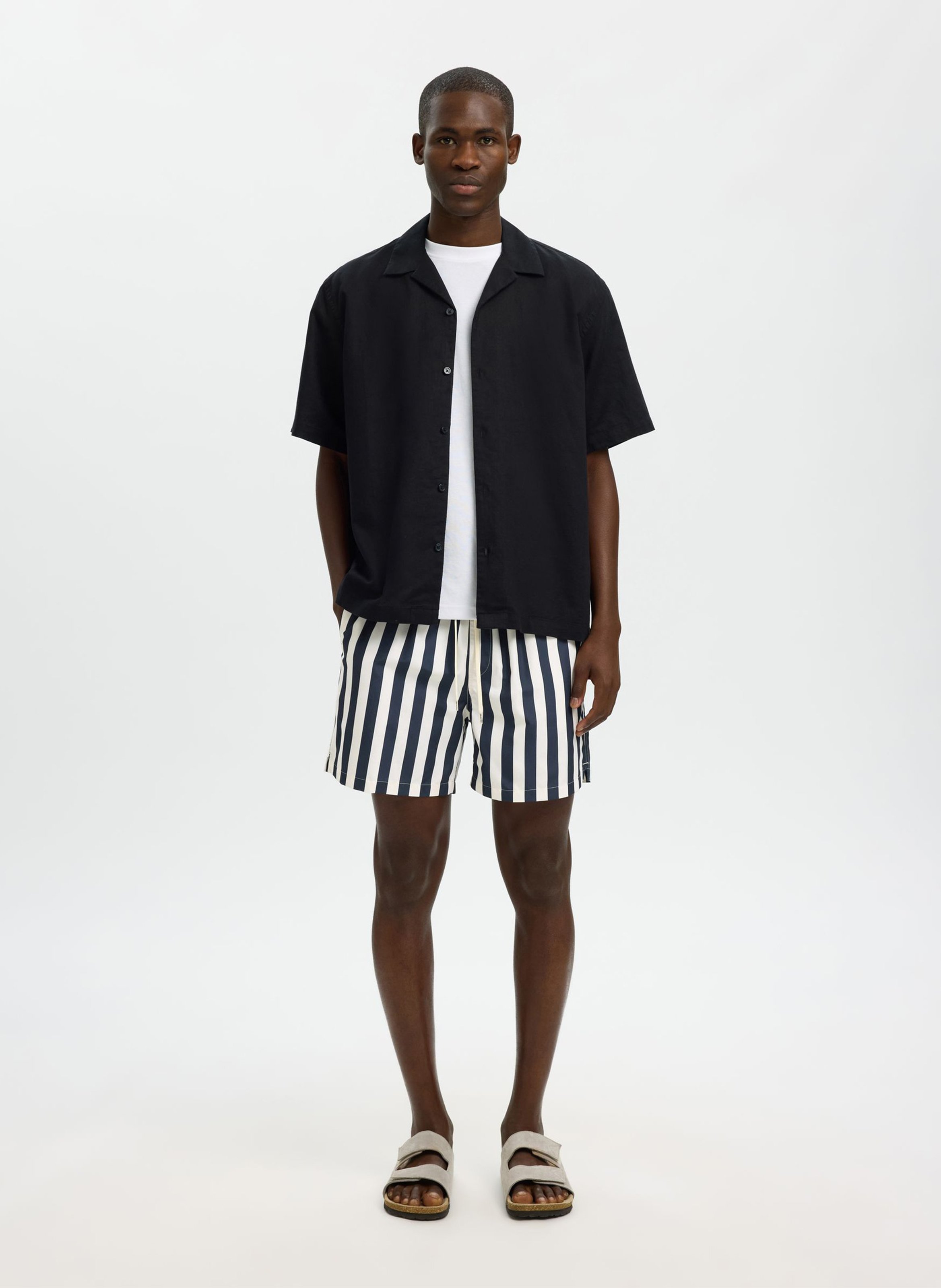 Short à rayures SELECTED Bleu