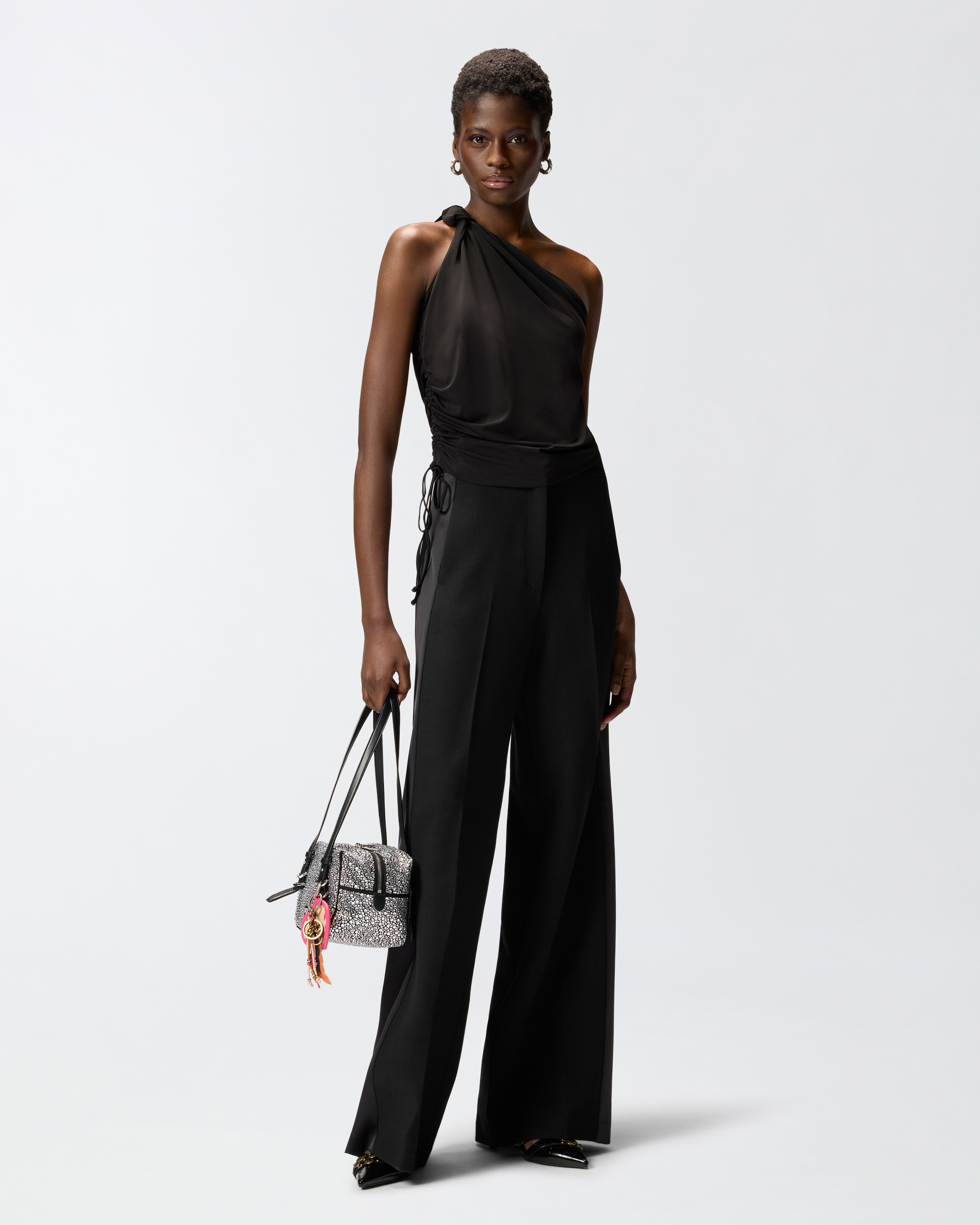 Asymmetrical top with bow Black