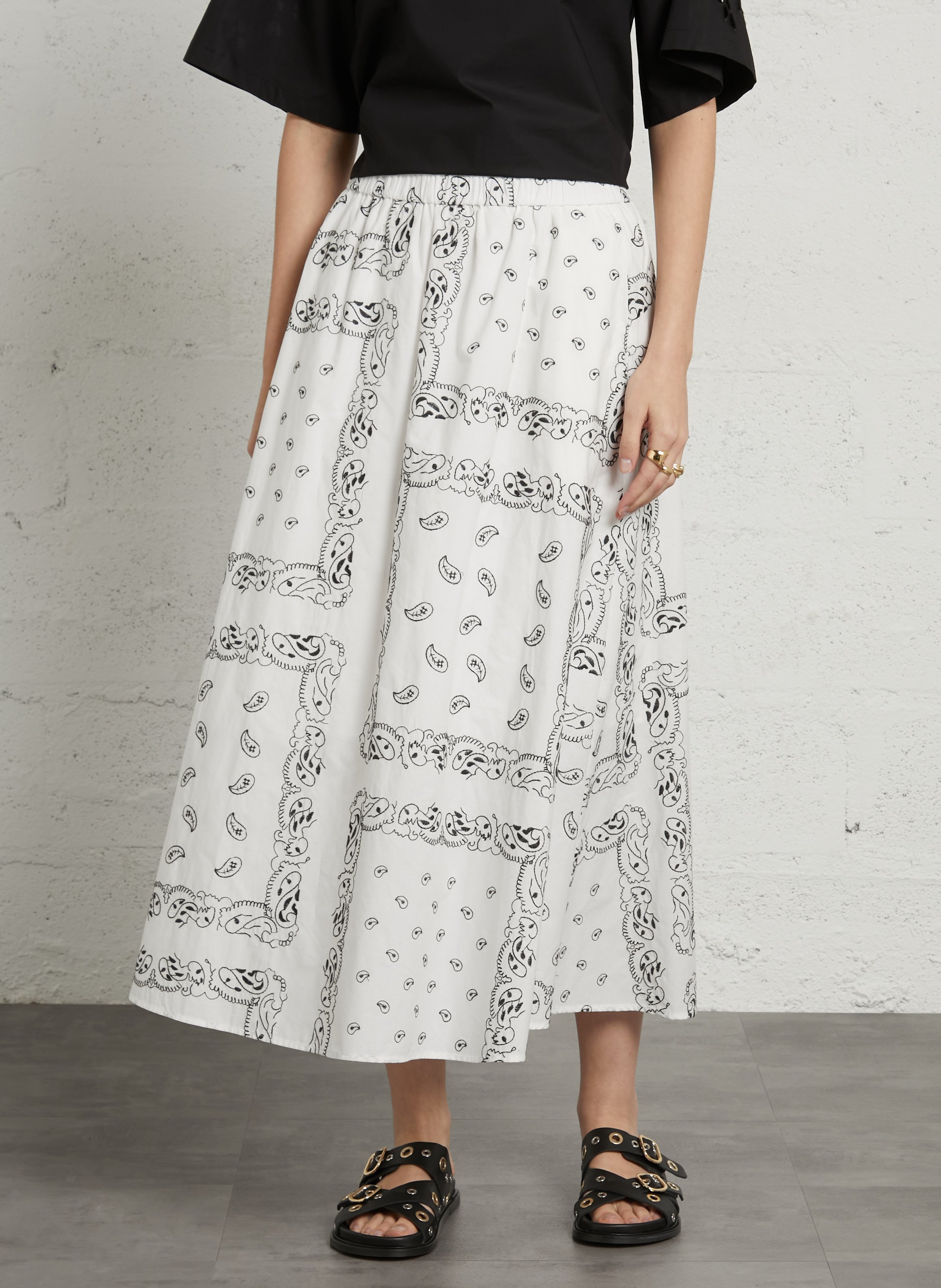 Flared long skirt with embroidered patterns MAX MARA WEEK END White