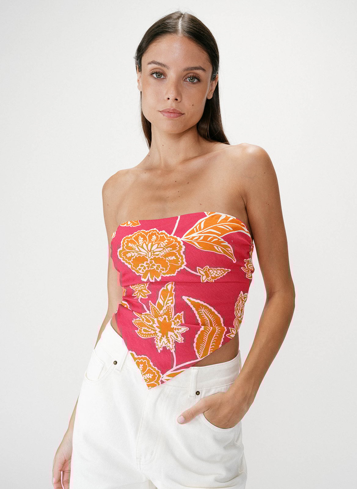 Printed strapless top GRACE ET MILA Pink