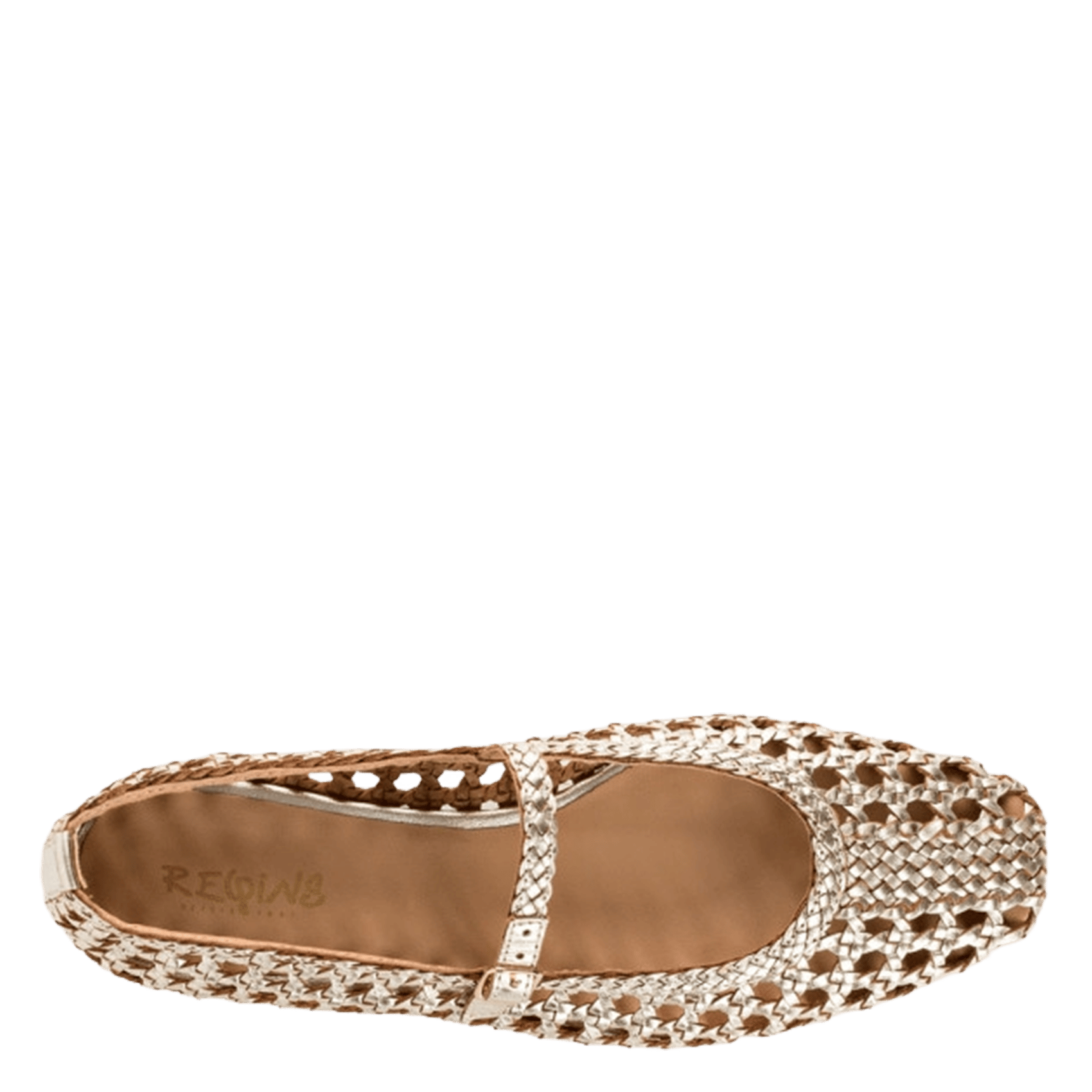 Metallic woven leather ballet flats REQINS Goudkleurig