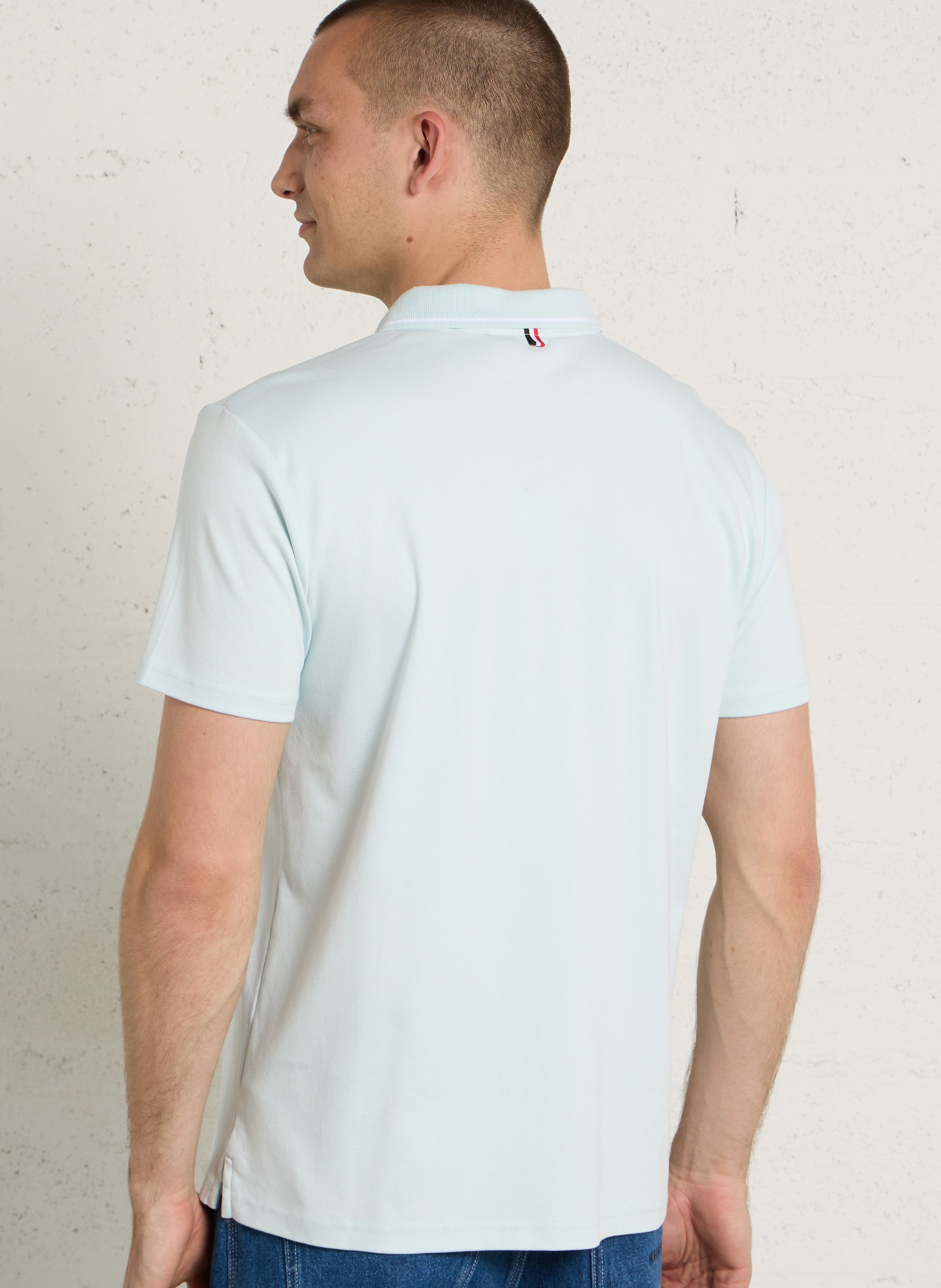 Polo droit manches courtes uni en coton LE TEMPS DES CERISES Bleu