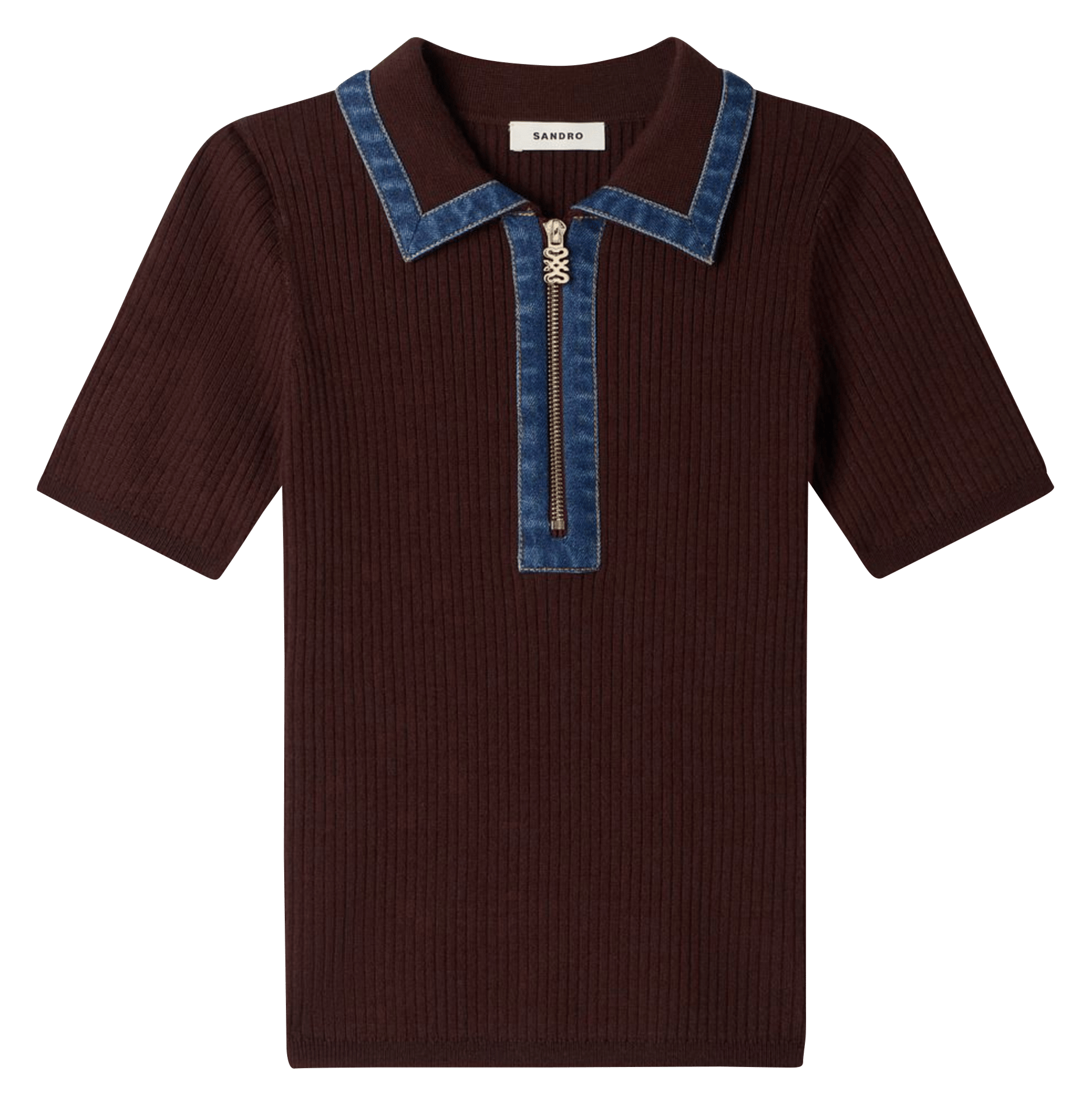 Pull manches courtes SANDRO Marron
