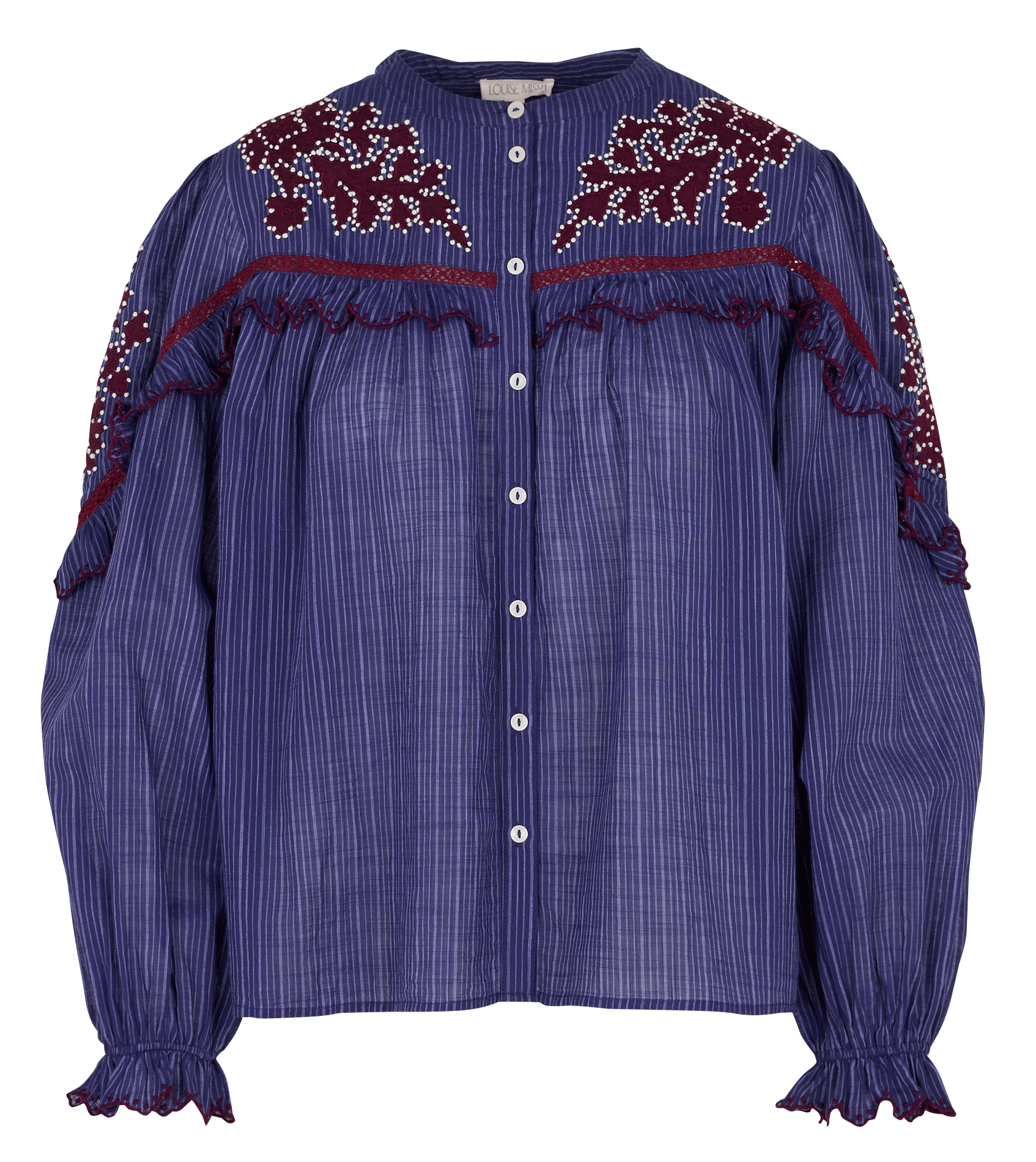 Gerade geschnittene Baumwollbluse mit Streifen LOUISE MISHA Blau