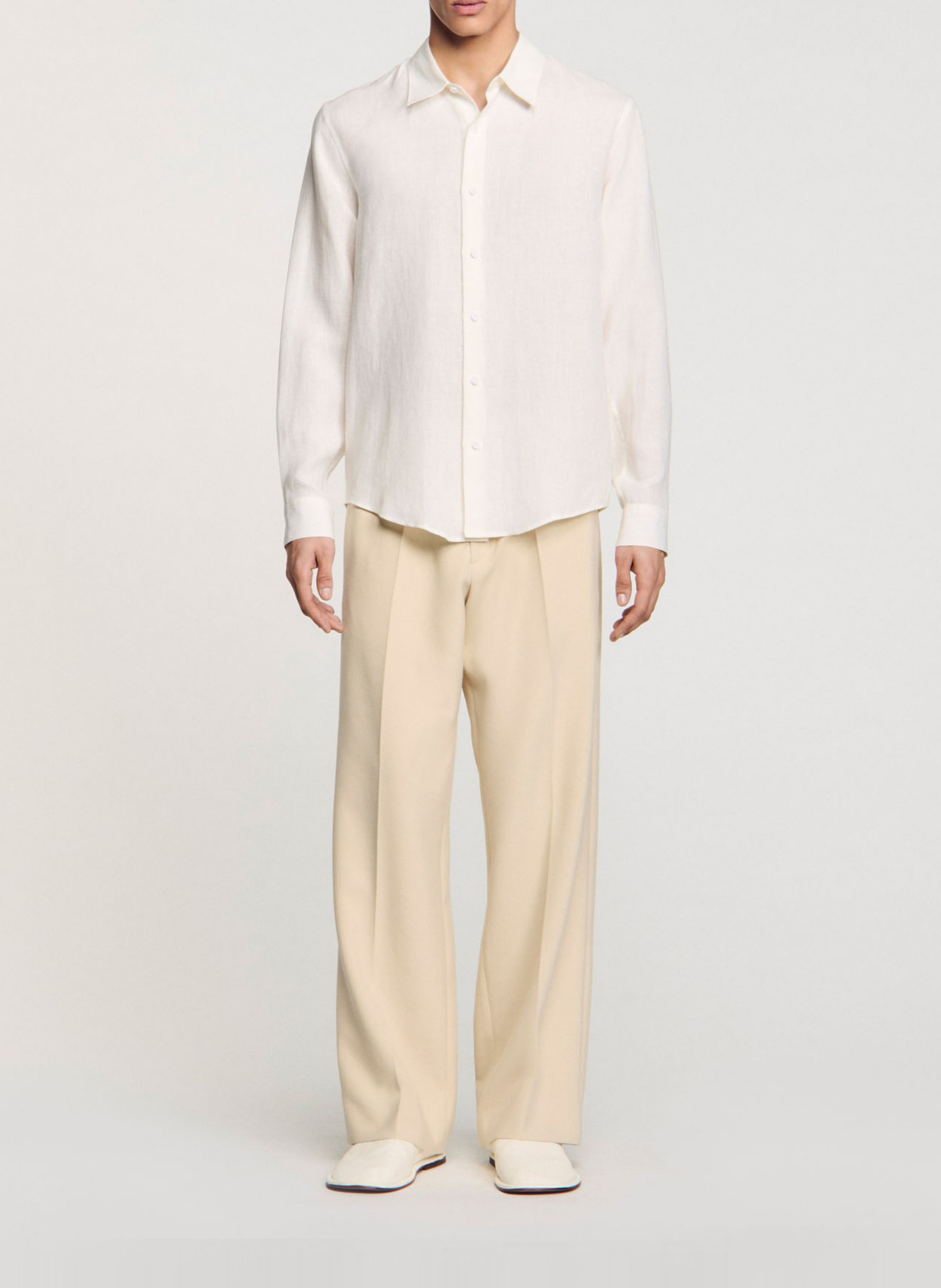 Straight-fit, linnen overhemd SANDRO Beige
