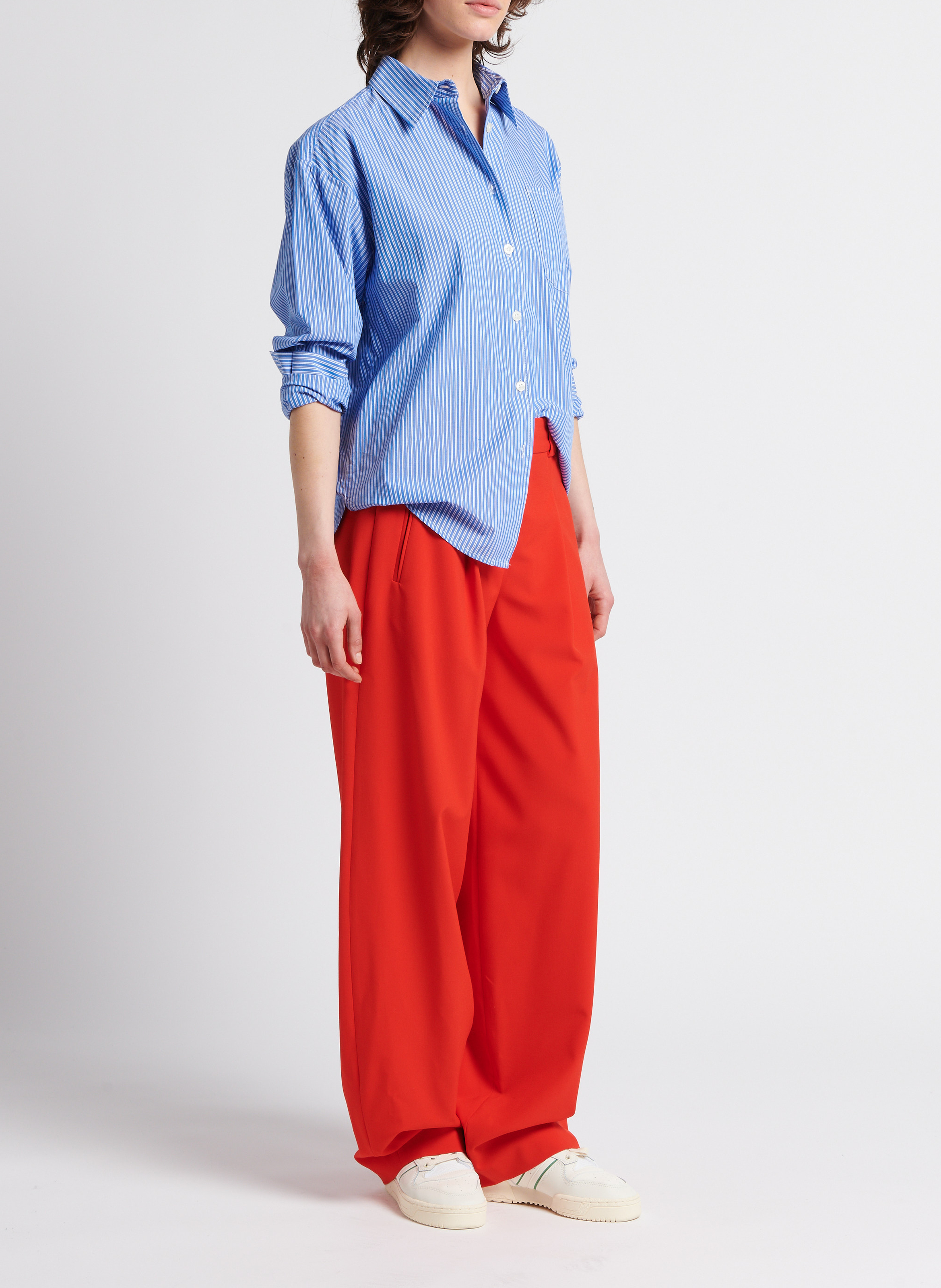 Gerade geschnittene Baumwollbluse mit Streifen AMERICAN VINTAGE Blau