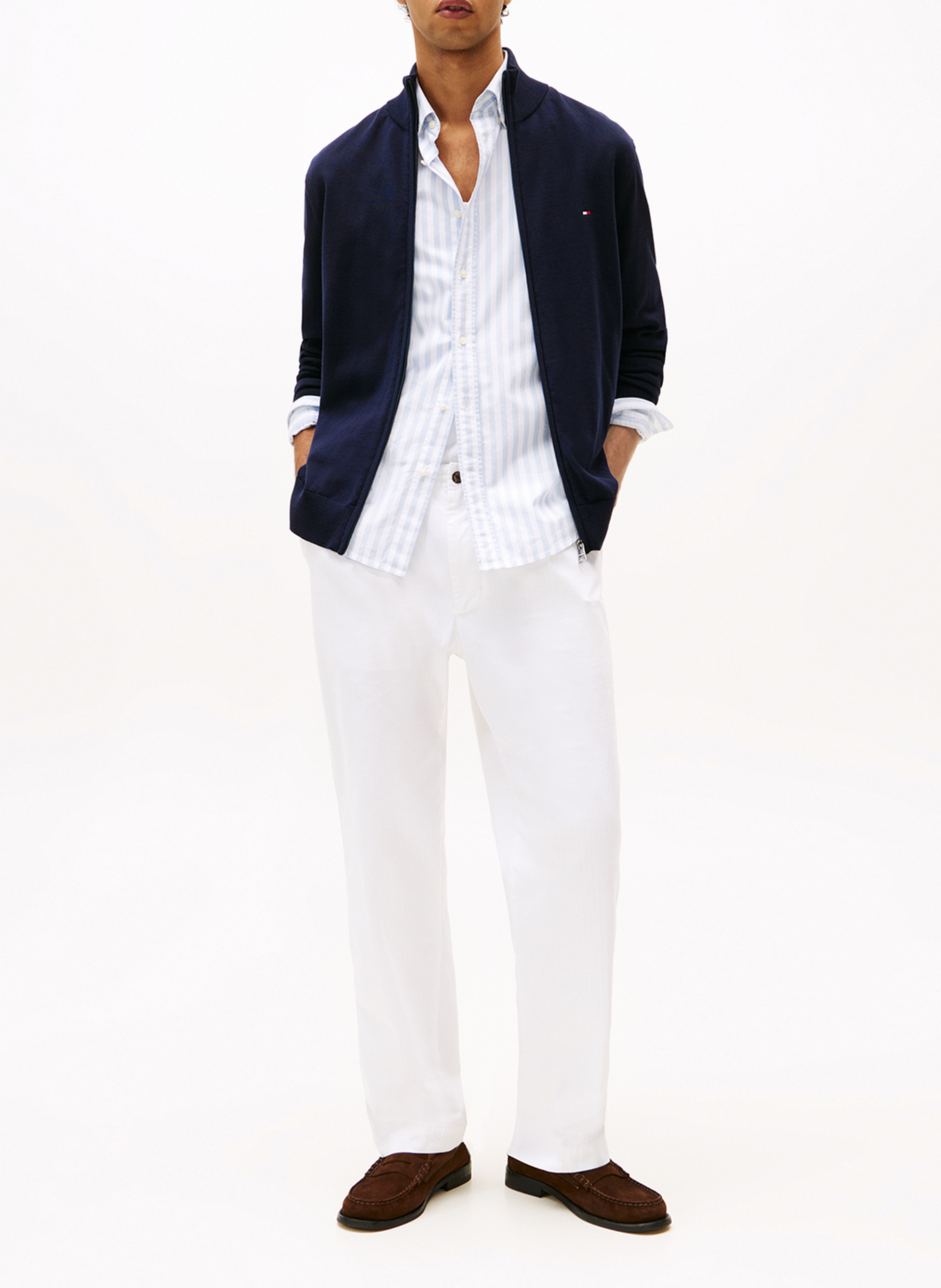 Sleeveless denim shirt with classic collar TOMMY HILFIGER Blue