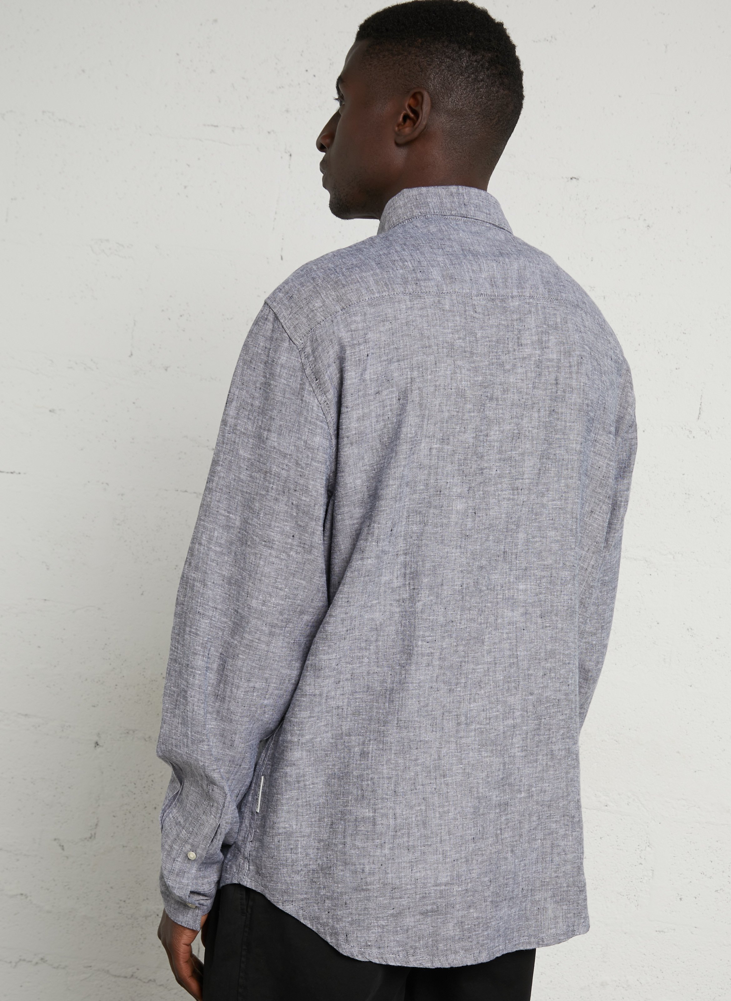Chemise col classique en lin mélangé CASUAL FRIDAY Bleu