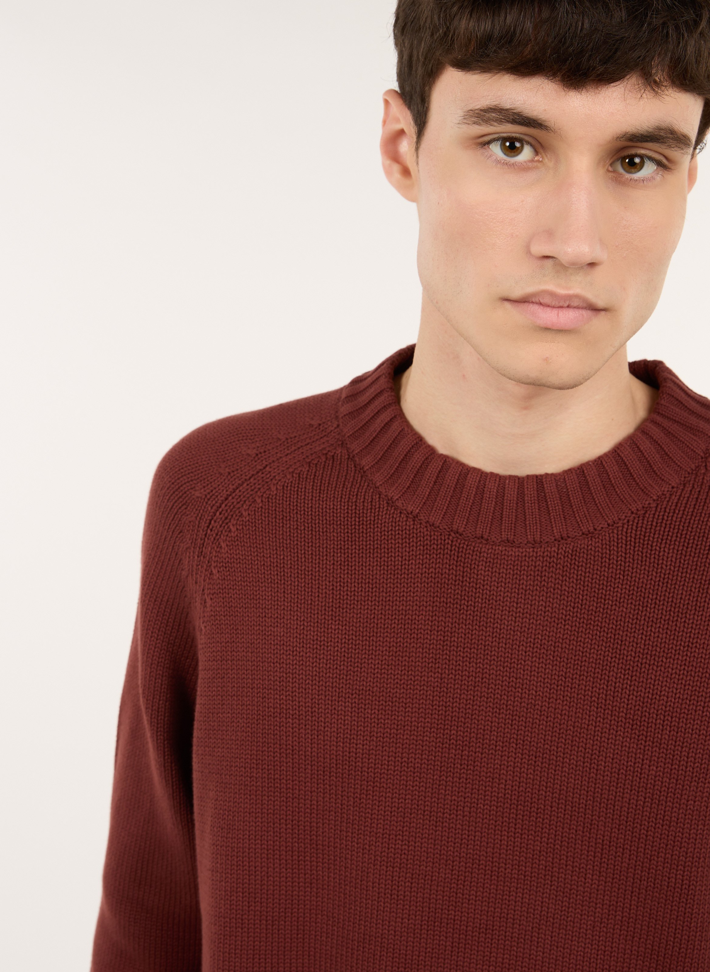 Straight-fit, katoenen trui met ronde hals SAISON 1865 Bruin