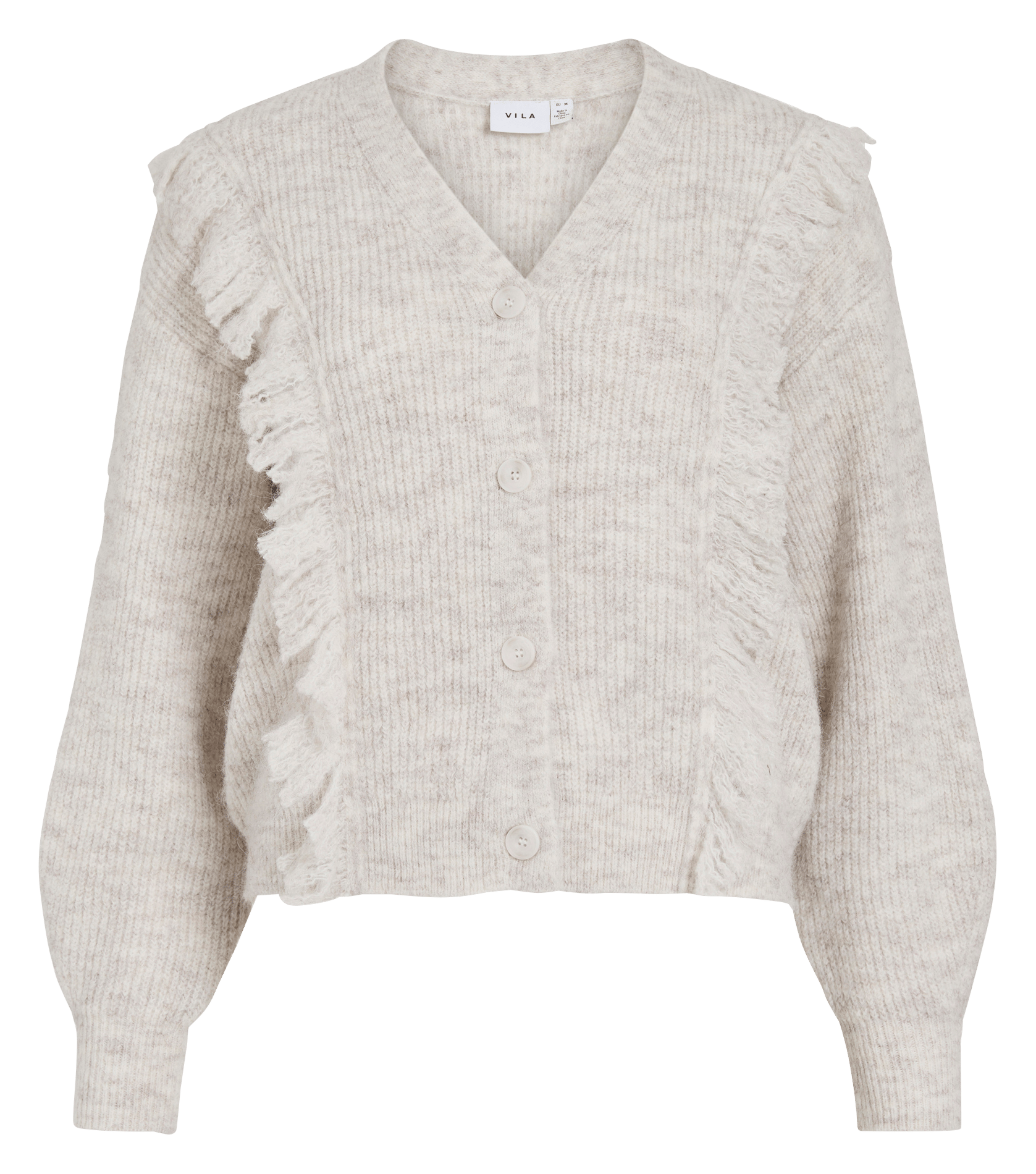 Gilet droit col V en maille VILA Beige