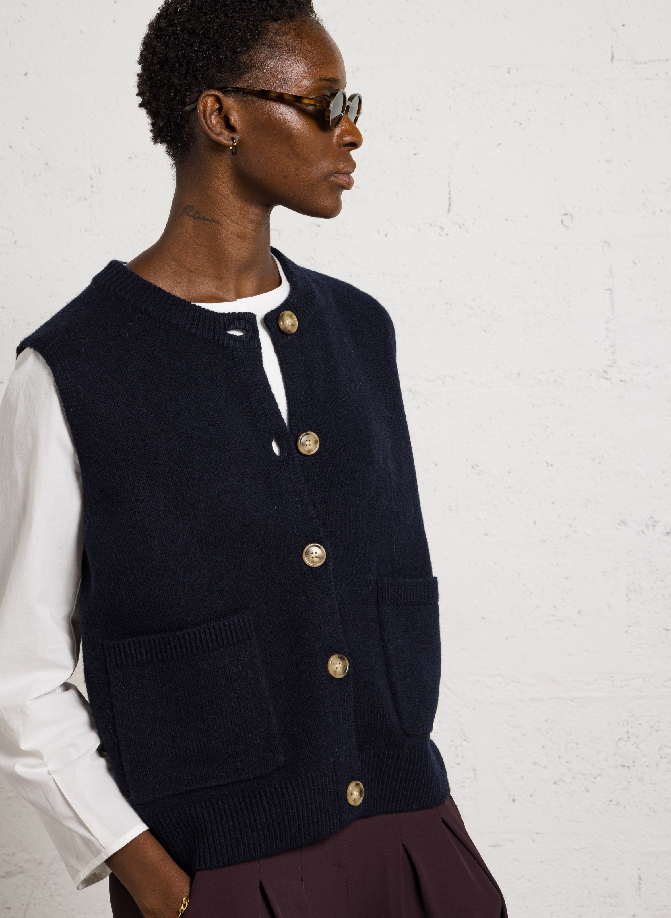 Rundhals-Cardigan aus Wollmix JC SOPHIE Blau