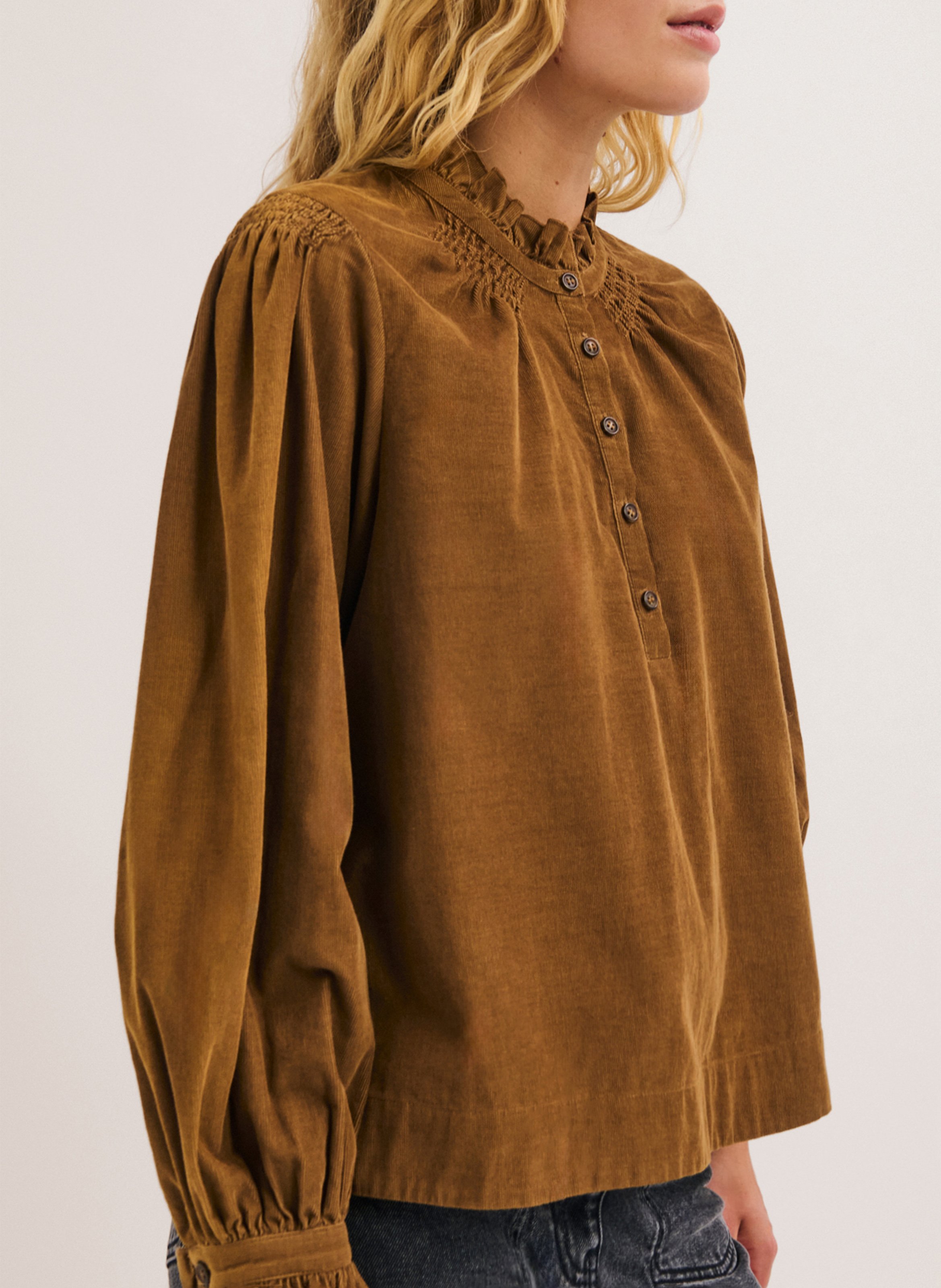 Weite Baumwollbluse PABLO Braun