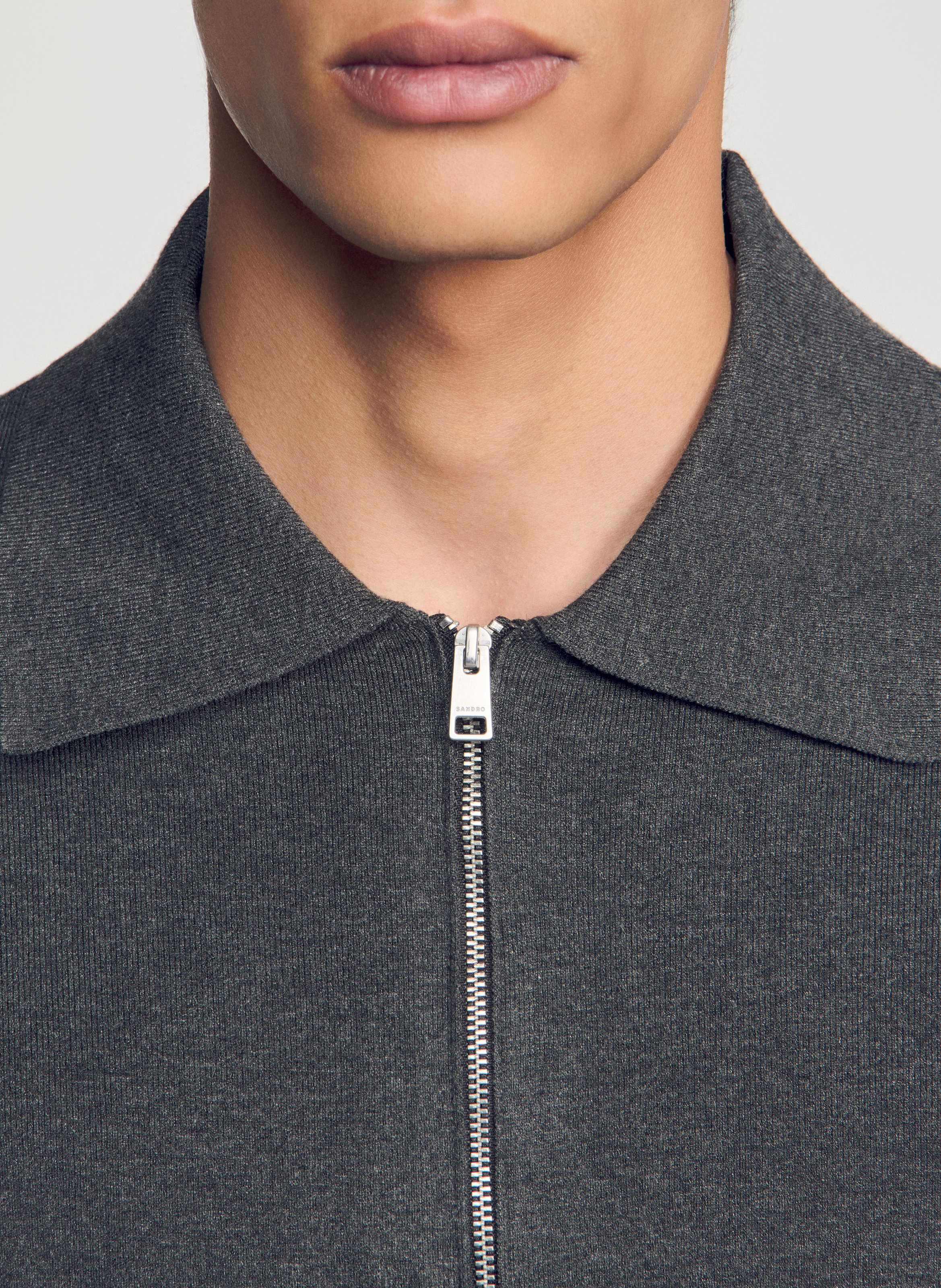 Rechte unikleurige cardigan met rits SANDRO Grijs