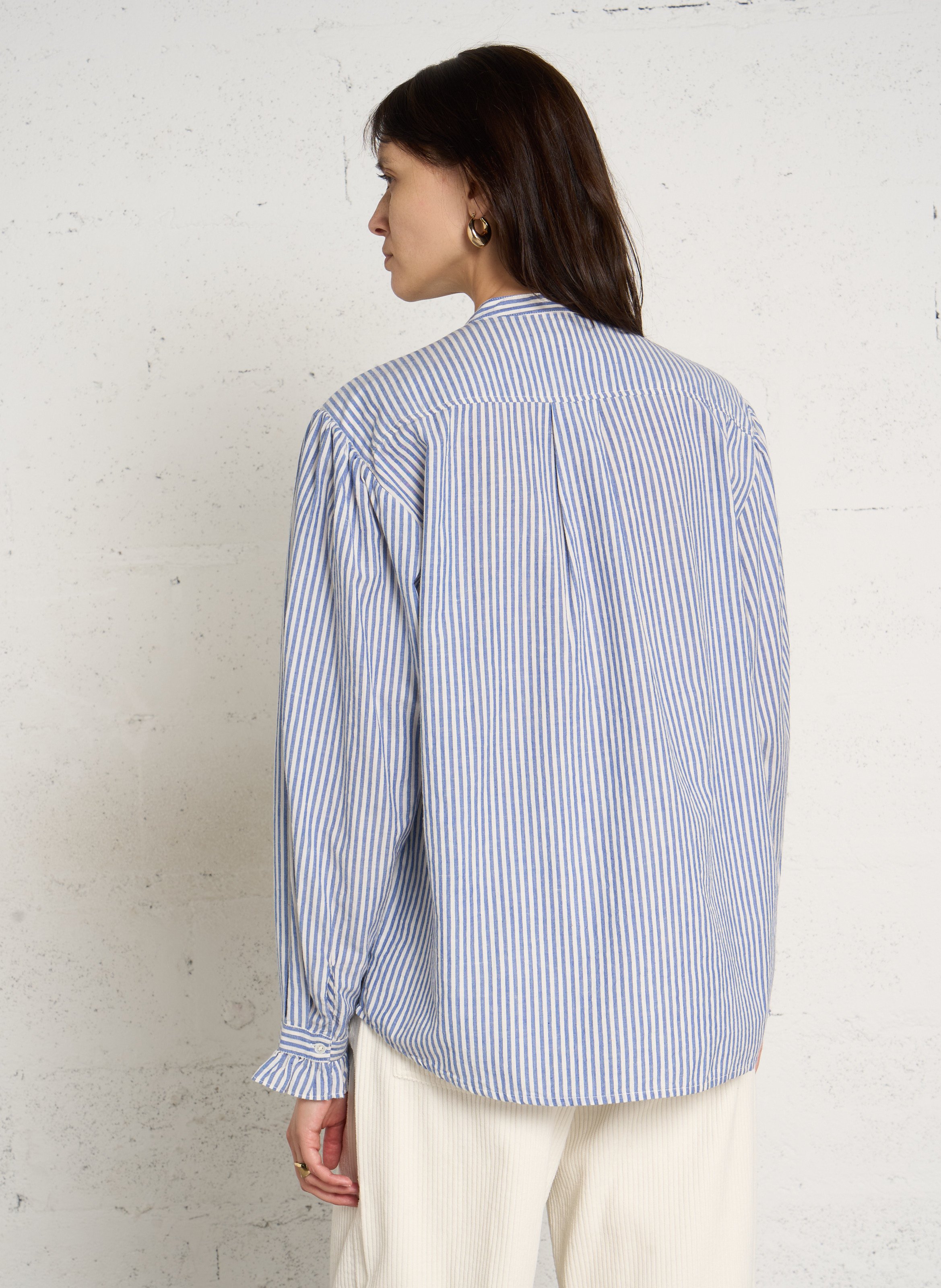 Baumwollbluse mit Rundhalskragen FEEKA Blau