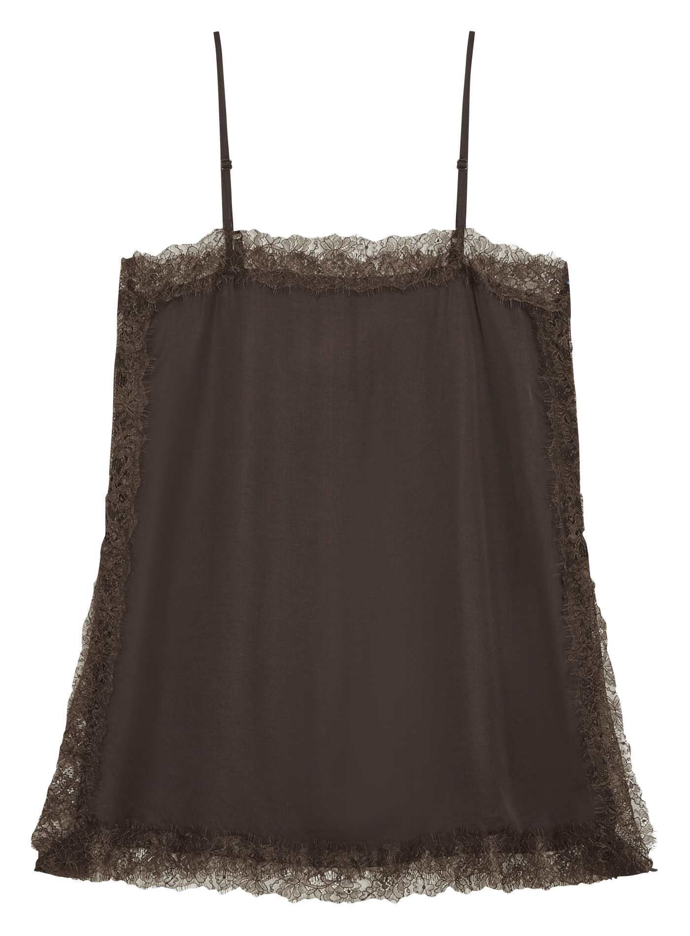 Caraco fin finition dentelle en satin GRACE ET MILA Marron
