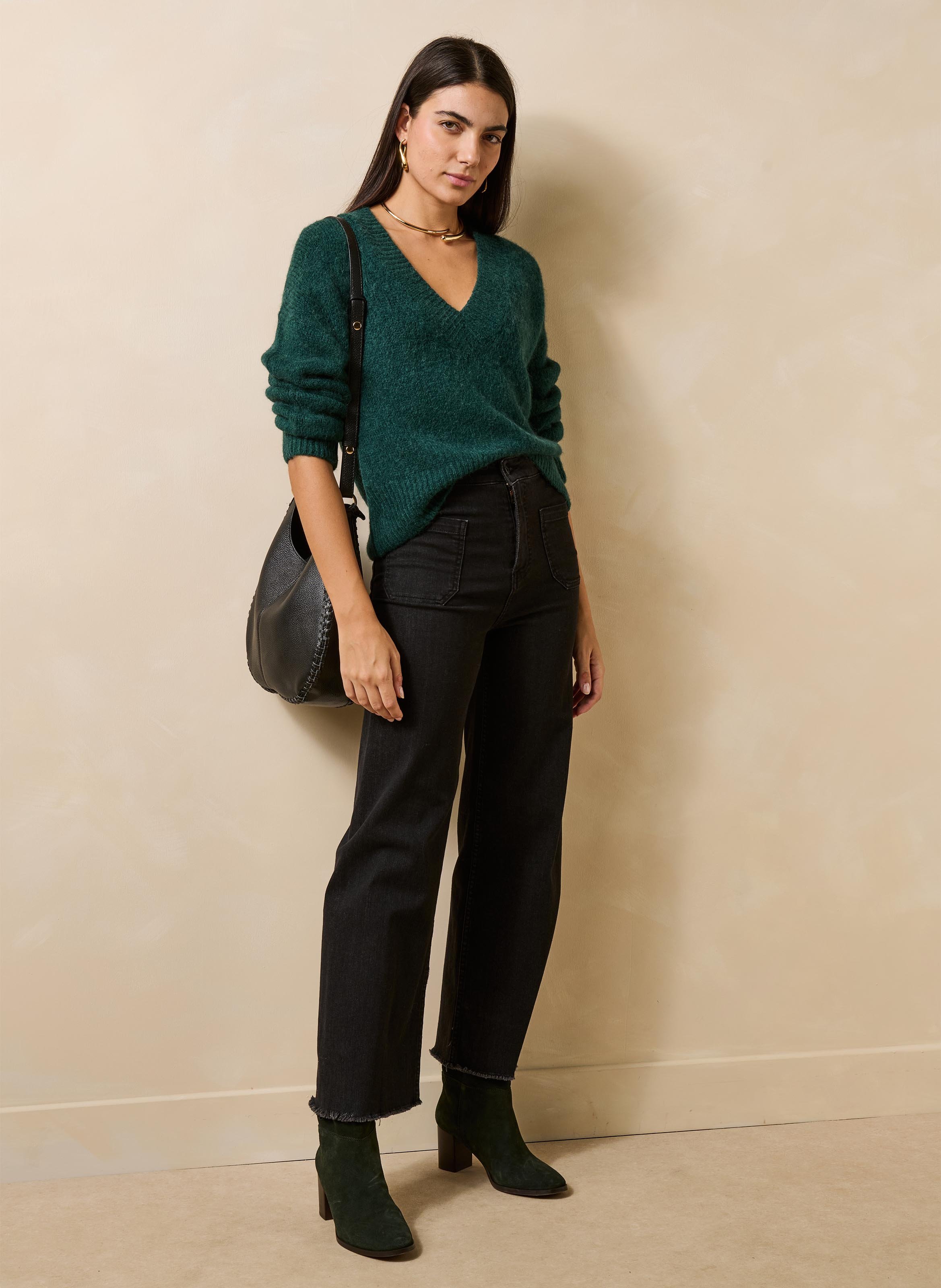 Loose-fit V-neck sweater LA FEE MARABOUTEE Green