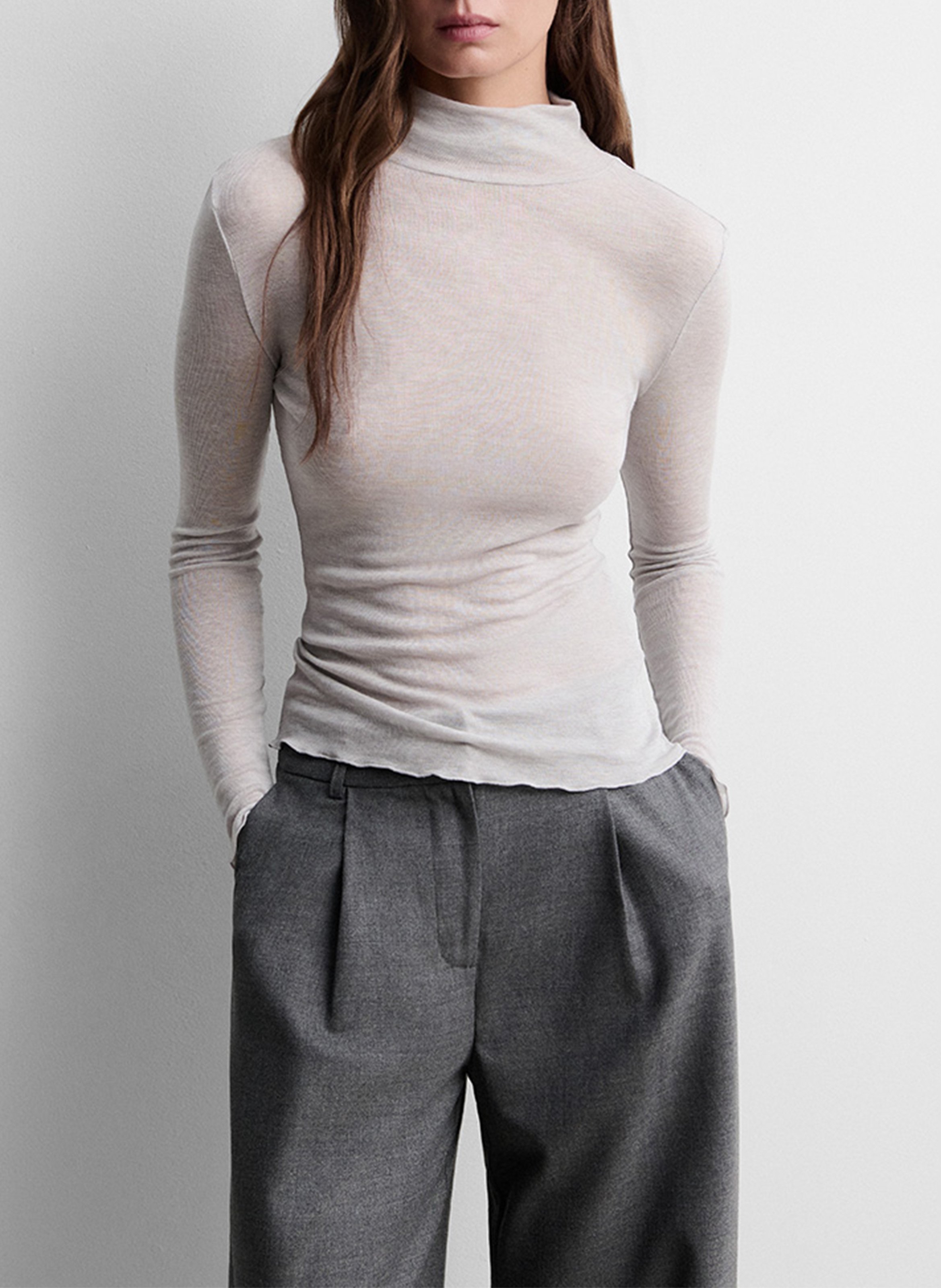 Plain high-neck top SIMORRA Grey
