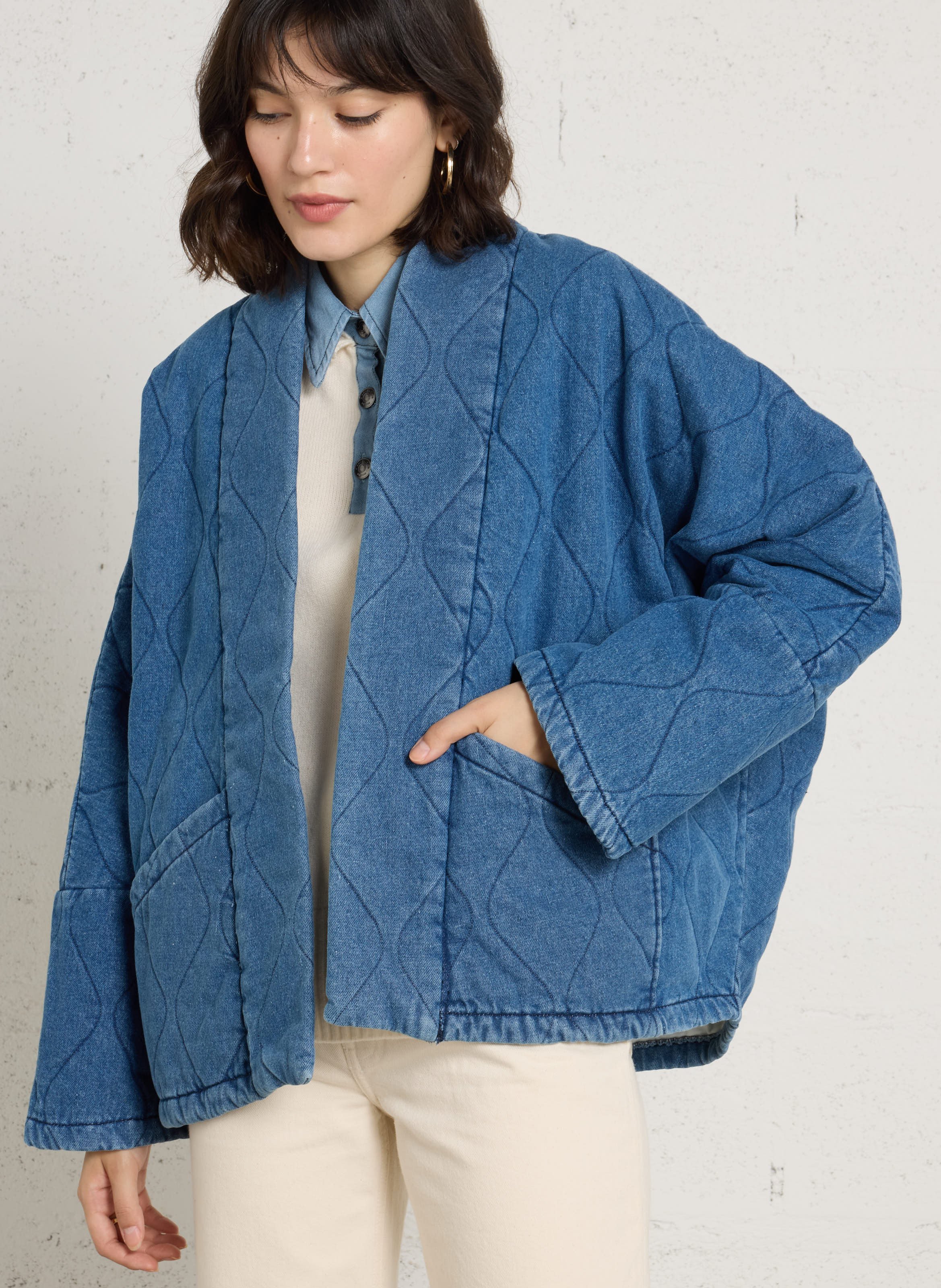 Steppjacke aus Baumwoll-Denim AOKYANOS