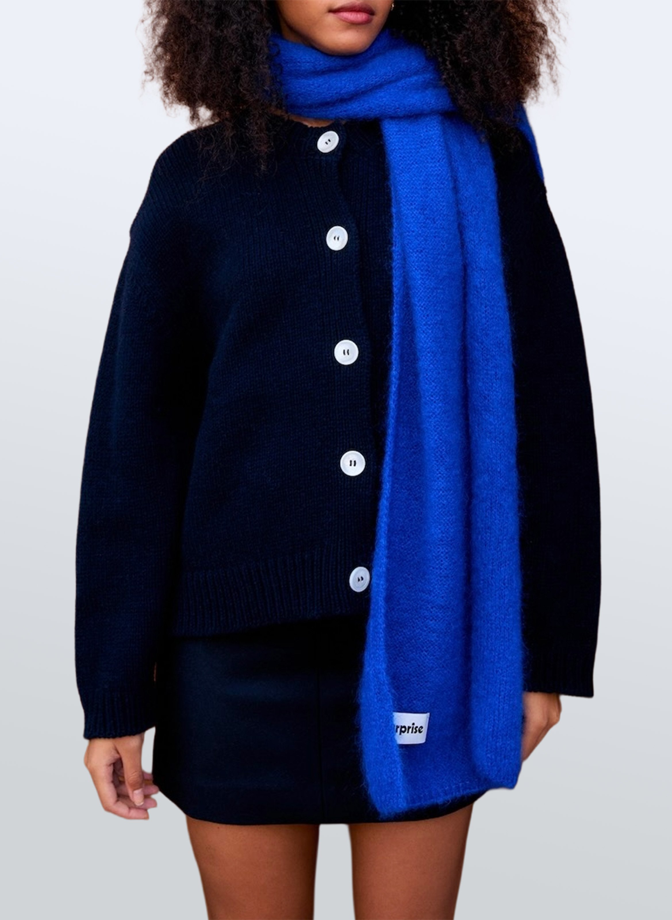 Ruim vest met ronde hals in wol en kasjmier SURPRISE Blauw