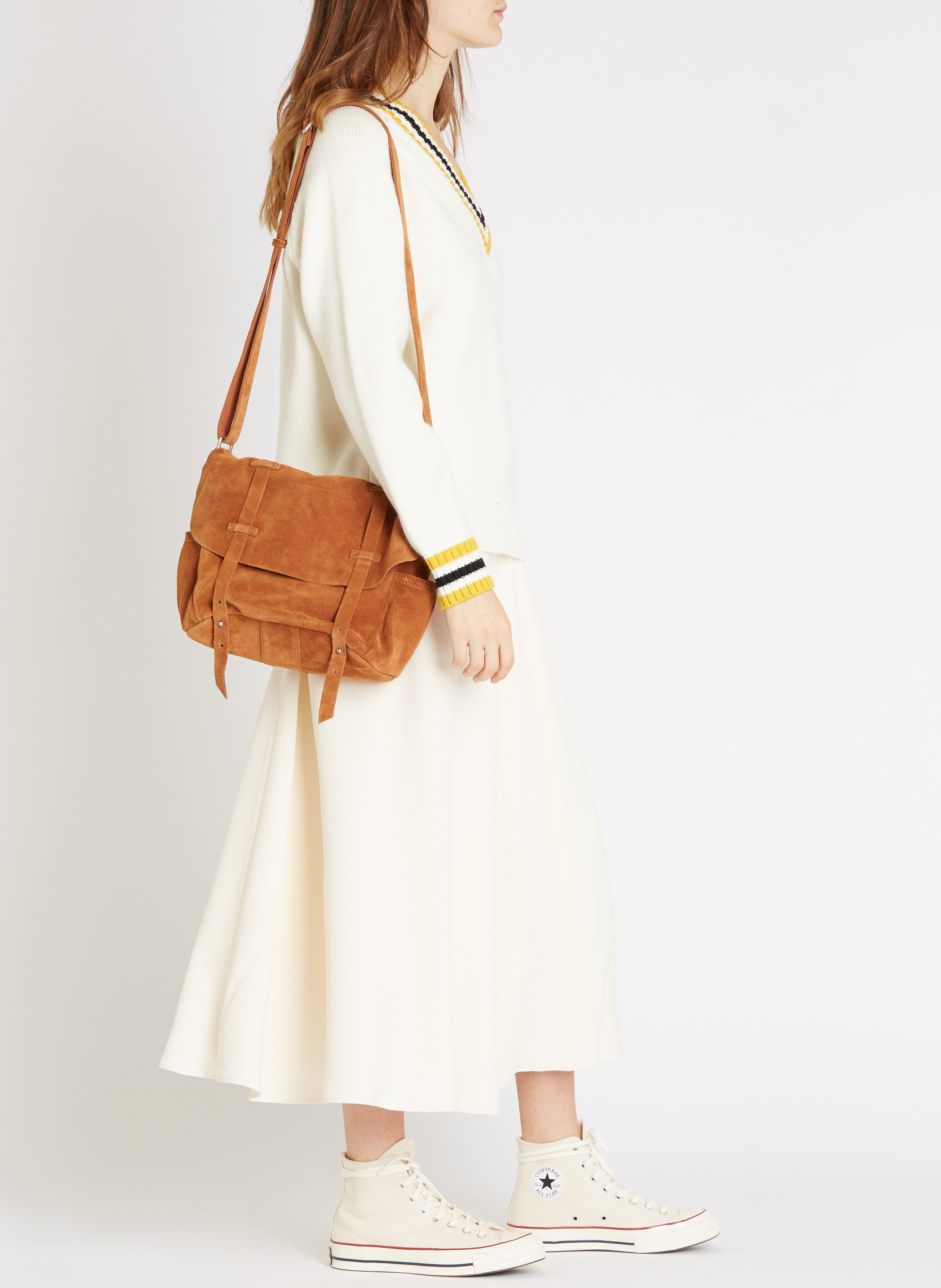 Suède schoudertas MILA LOUISE Bruin