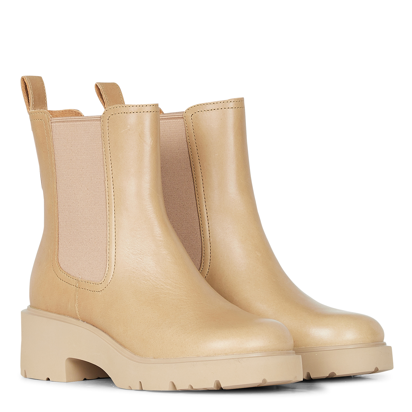 Enkellaarzen Van Gemengd Leer Medium Beige Camper - Dames | Place des  Tendances